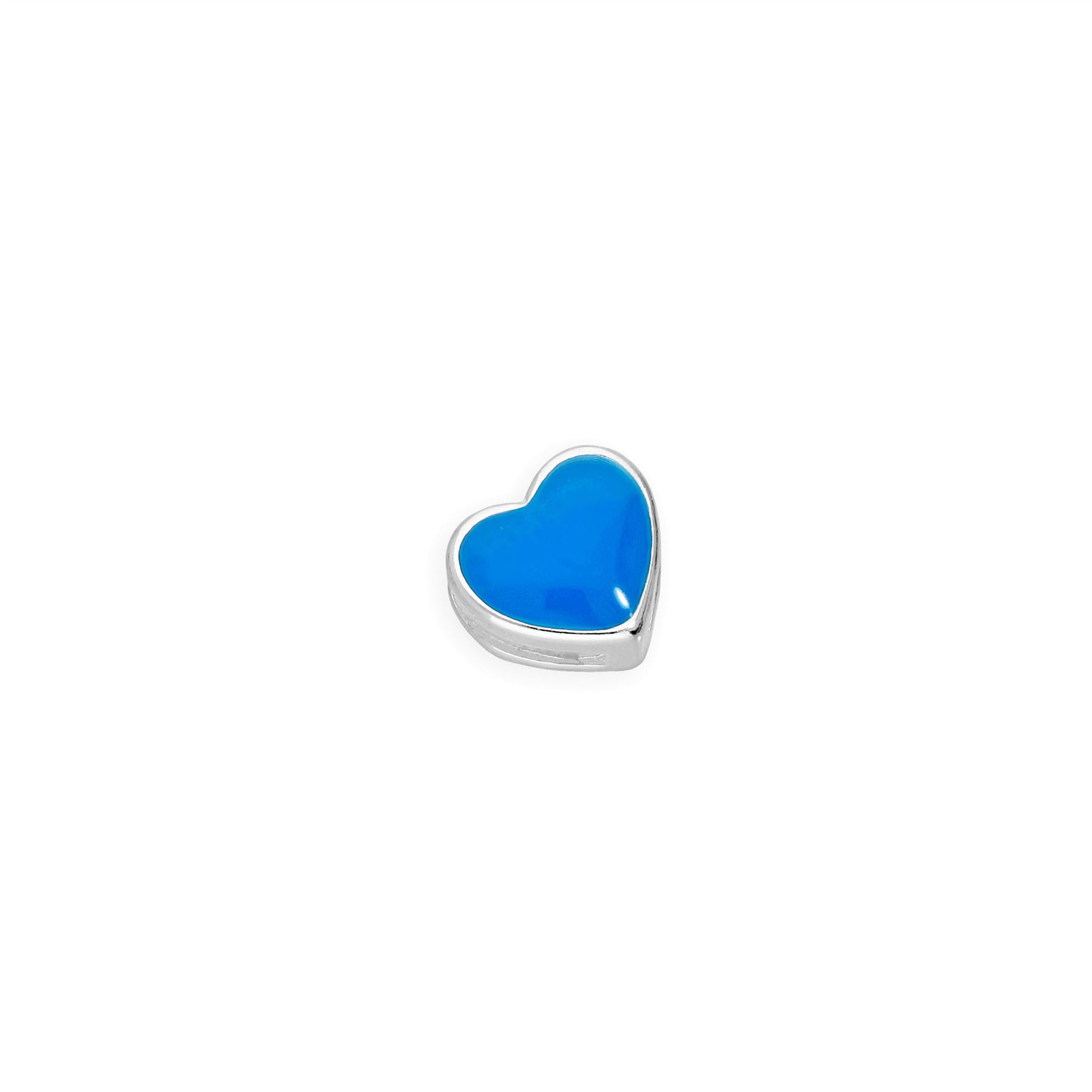 Sterling Silver & Blue Enamel Floating Heart Charm Valentines Hearts
