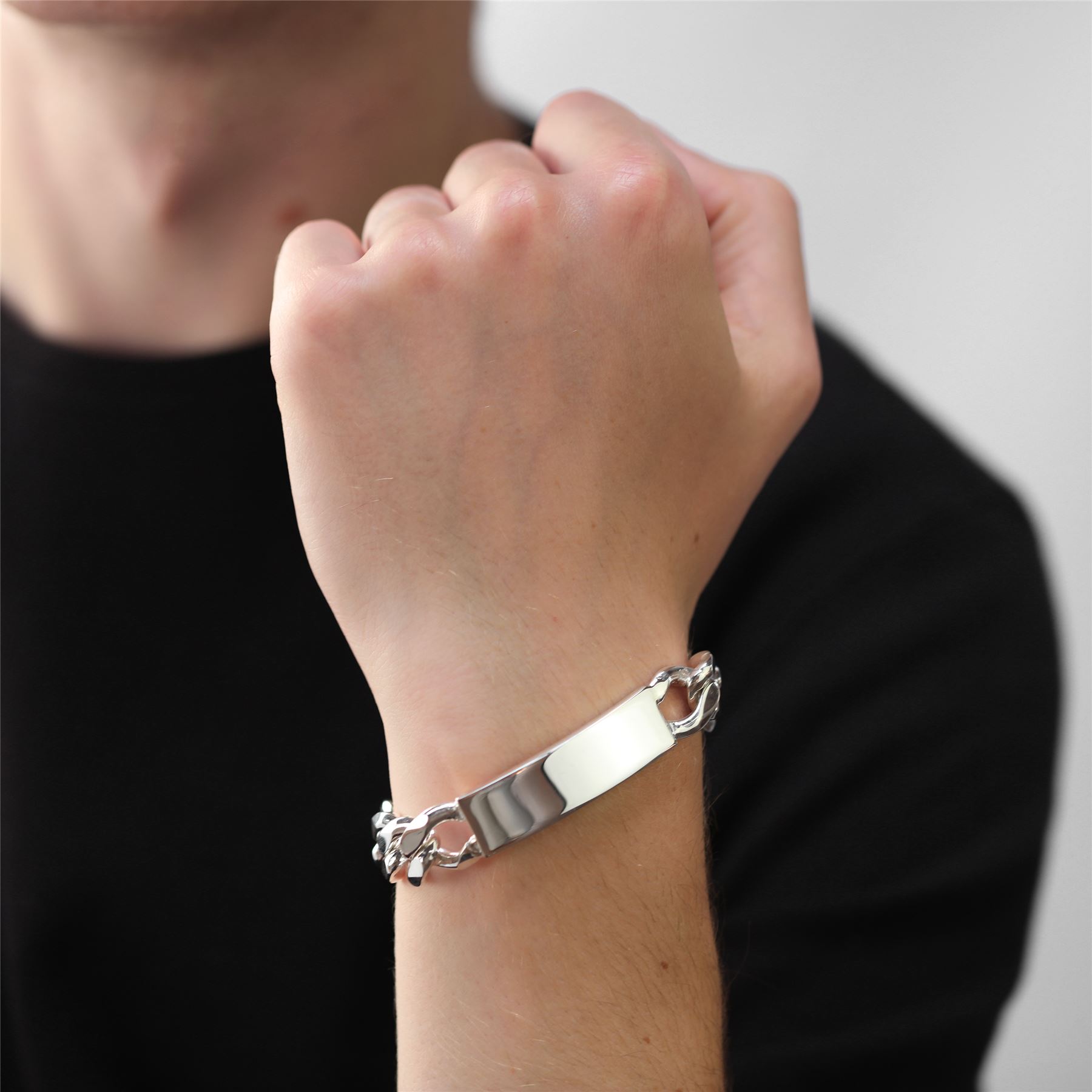 Sterling Silver Thick Heavy 15mm Curb Mens 8 Inch ID