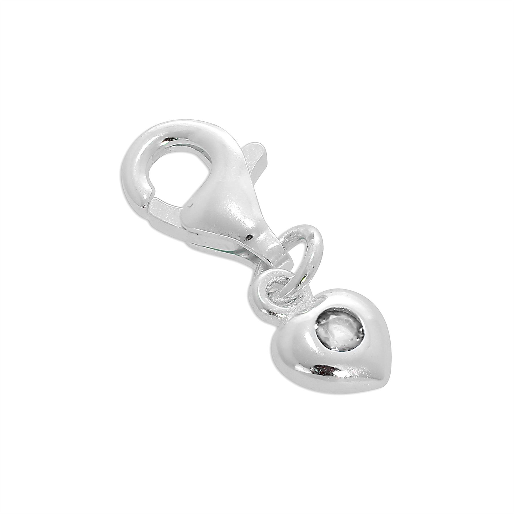 Sterling Silver & CZ Crystal Birthstone Heart Clip-On Charm Birthday Love - Picture 19 of 39