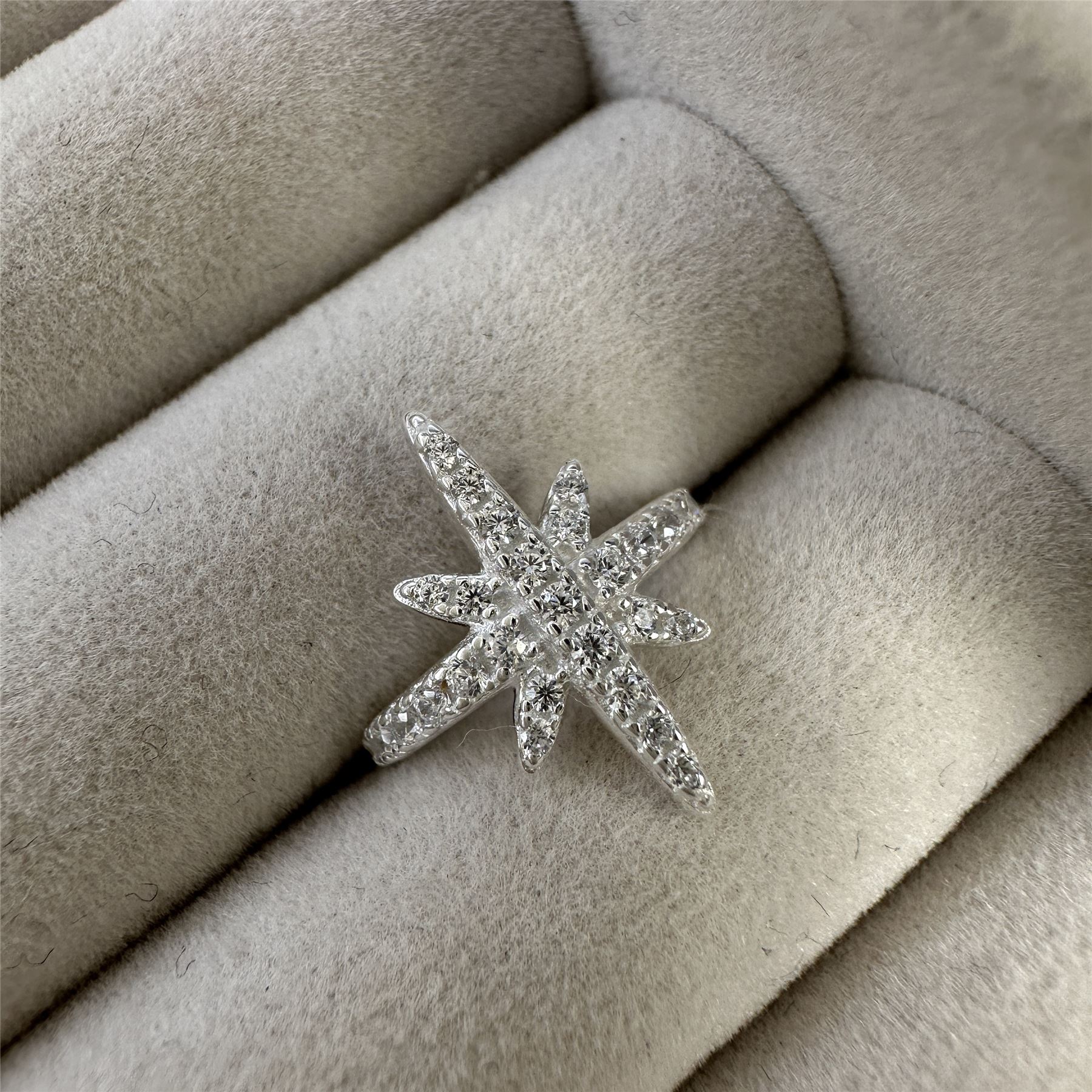 Sterling Silver Pave CZ Starburst Ear Cuff