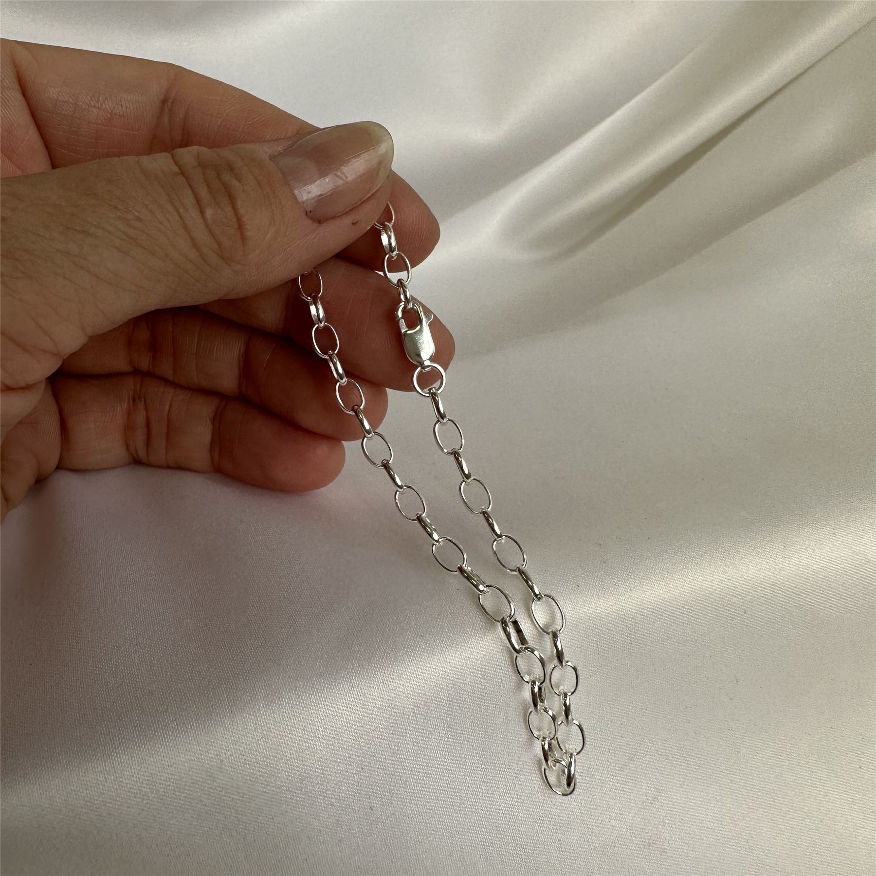 Sterling Silber leichte Rolo Kette Bettelarmband - Bild 12 von 30