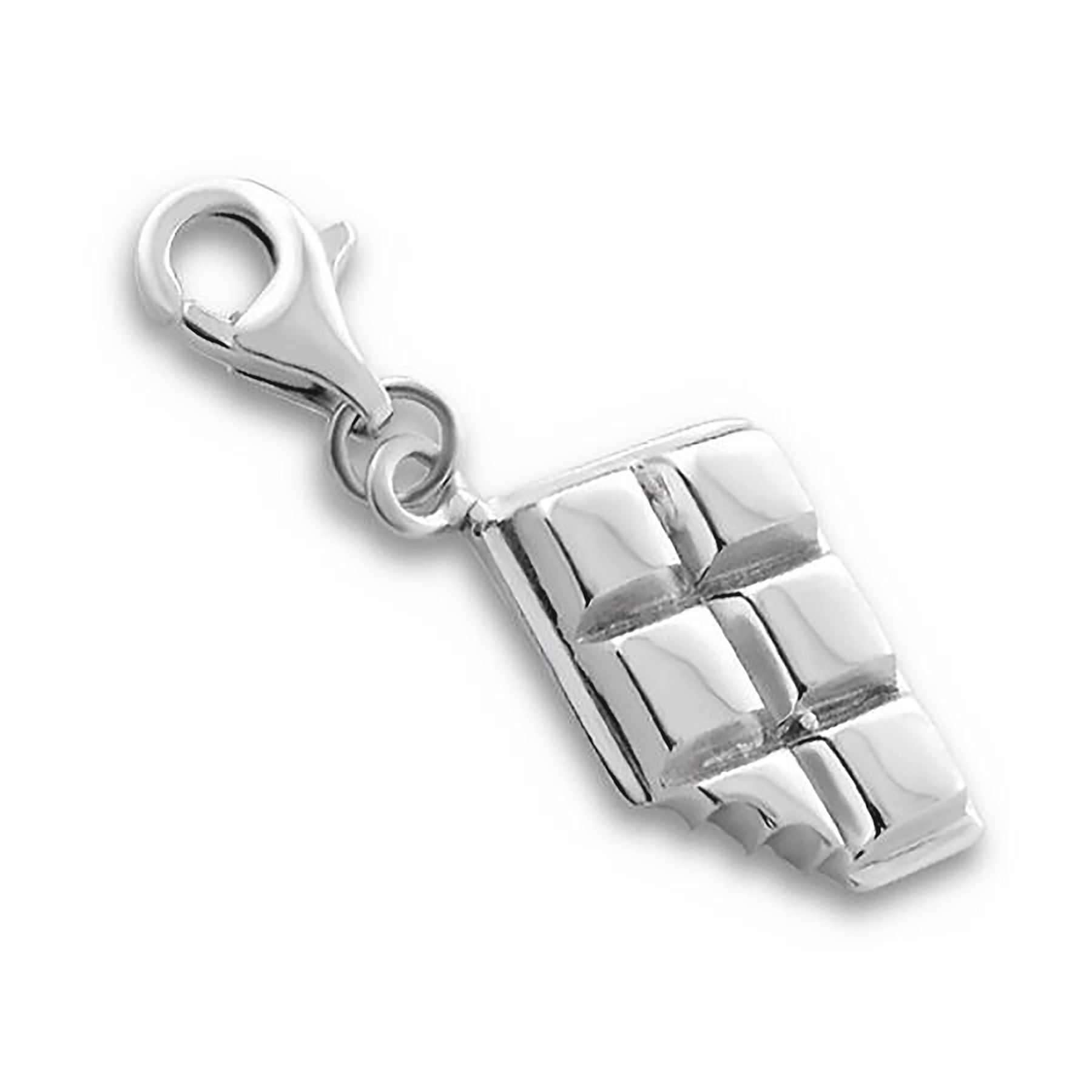 Charm Tablette De Chocolat En Argent 925/1000 Avec Attache Mousqueton - Marque Jewellerybox, Neuf Avec étiquettes, Royaume-Uni