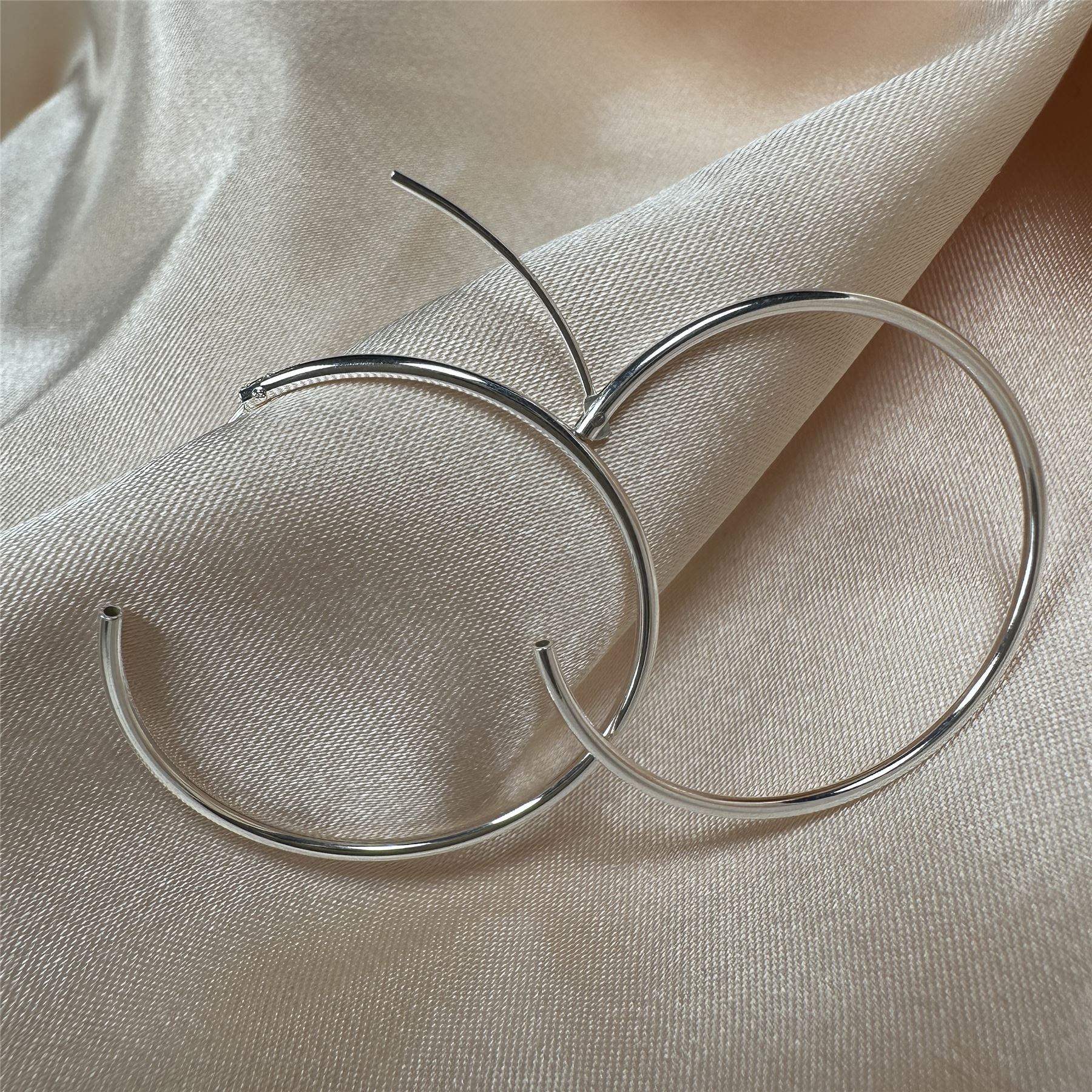 Sterling Silver Hoop Sleeper Earrings | 8mm - 50mm | Small - Large - Picture 40 of 71