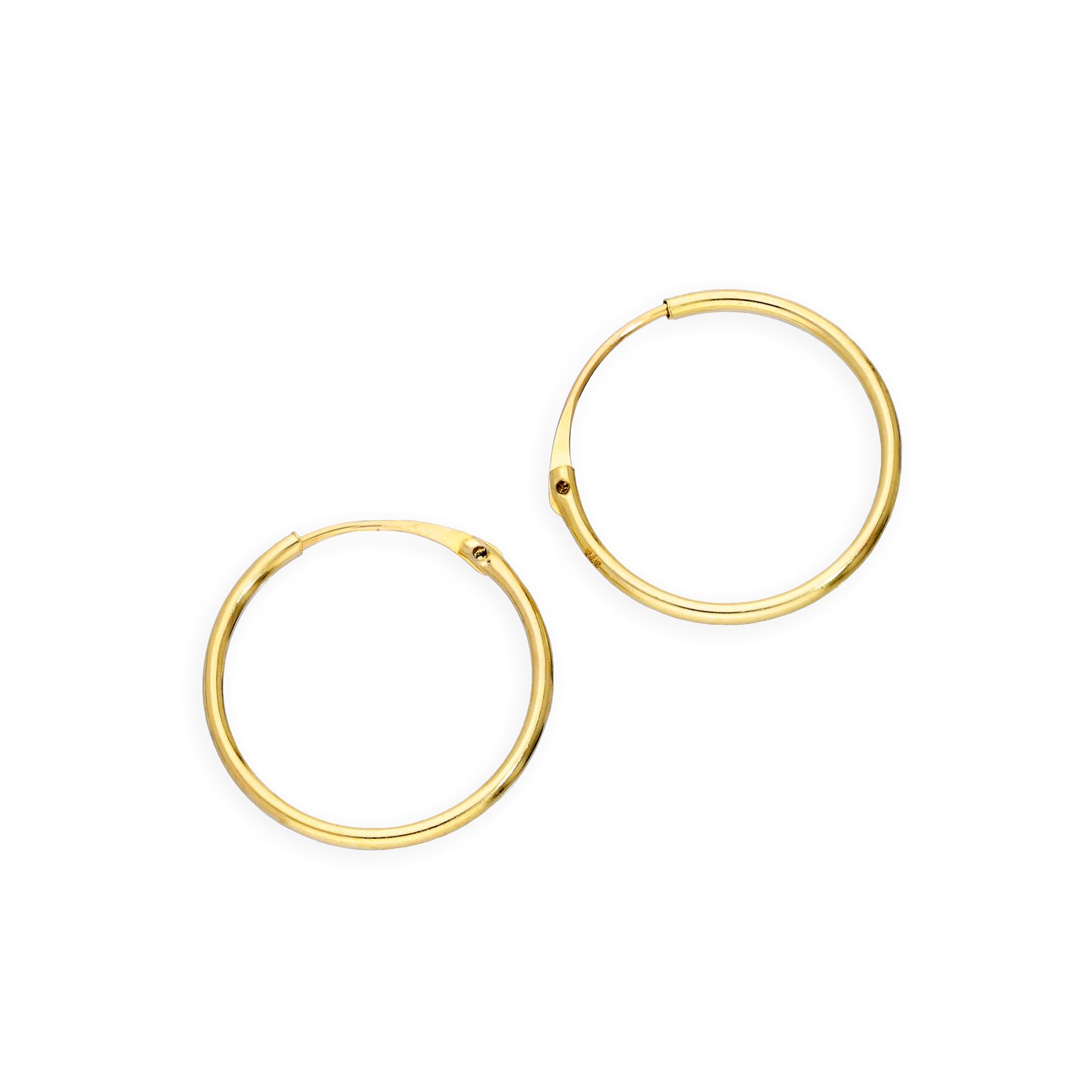 9ct Gold 0.8mm Tube Hoop Earrings 8mm - 20mm - Picture 10 of 17