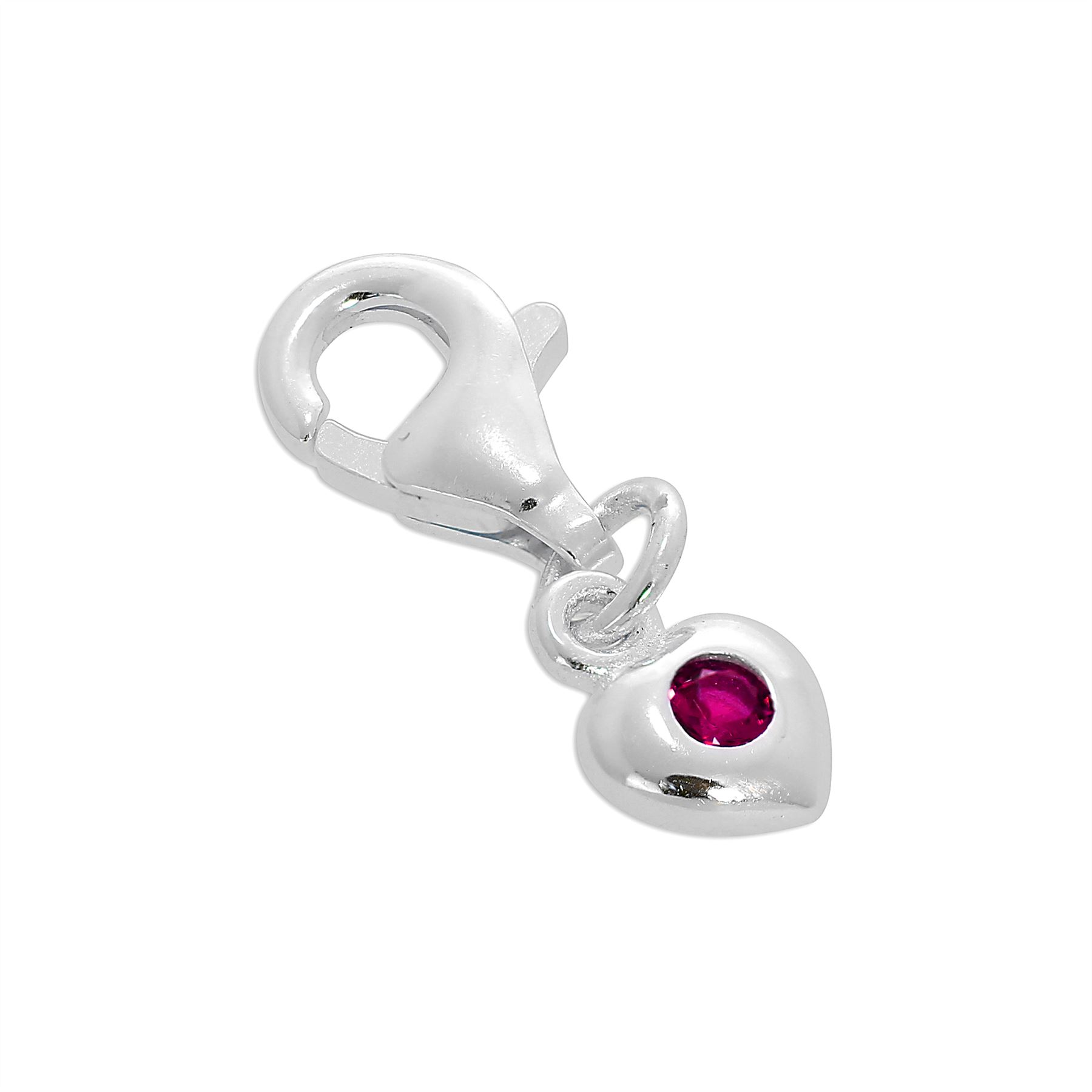 Sterling Silver & CZ Crystal Birthstone Heart Clip-On Charm Birthday Love - Picture 31 of 39