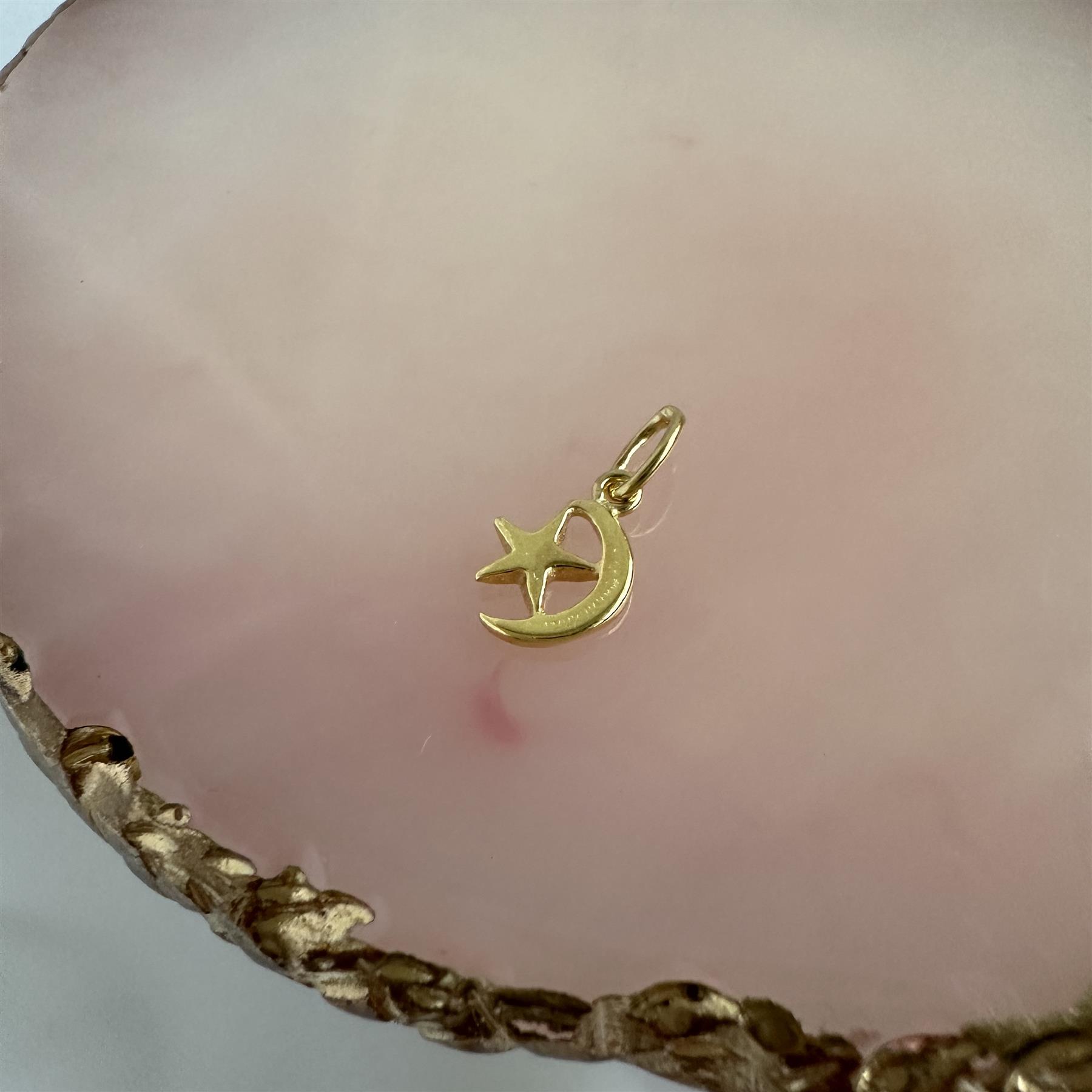 Gold Plated Tiny Sterling Silver Crescent Moon & Star Charm