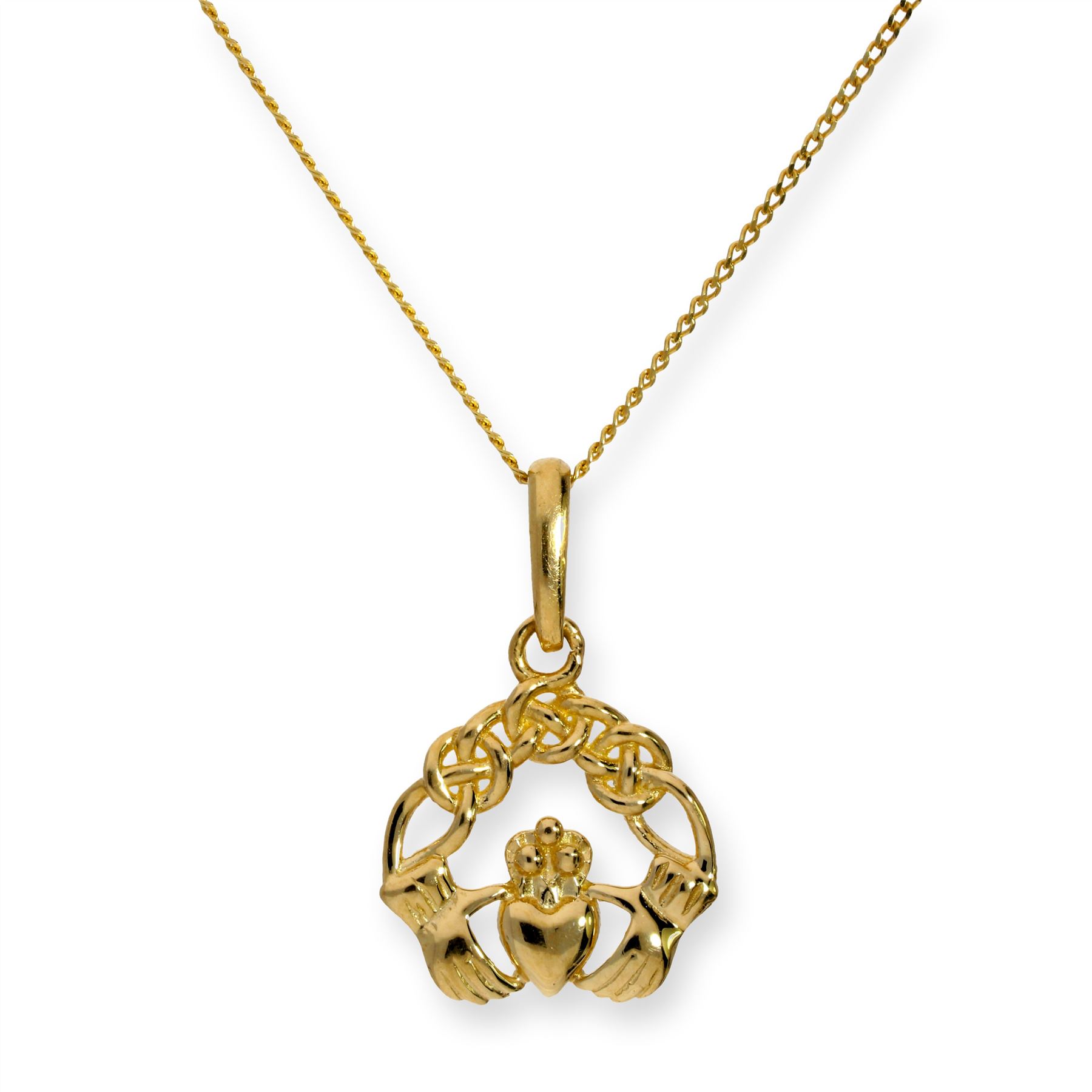 9ct Gold Claddagh Necklace 16 - 20 Inches Love Anniversary - Picture 4 of 12
