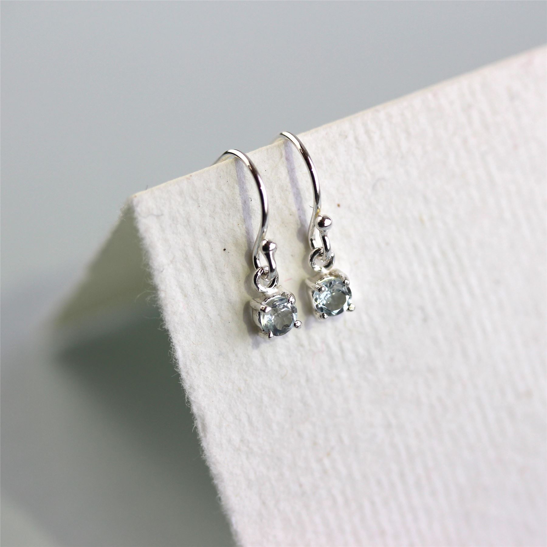 Sterling Silver Aquamarine CZ March Birthstone Dangle Earrings