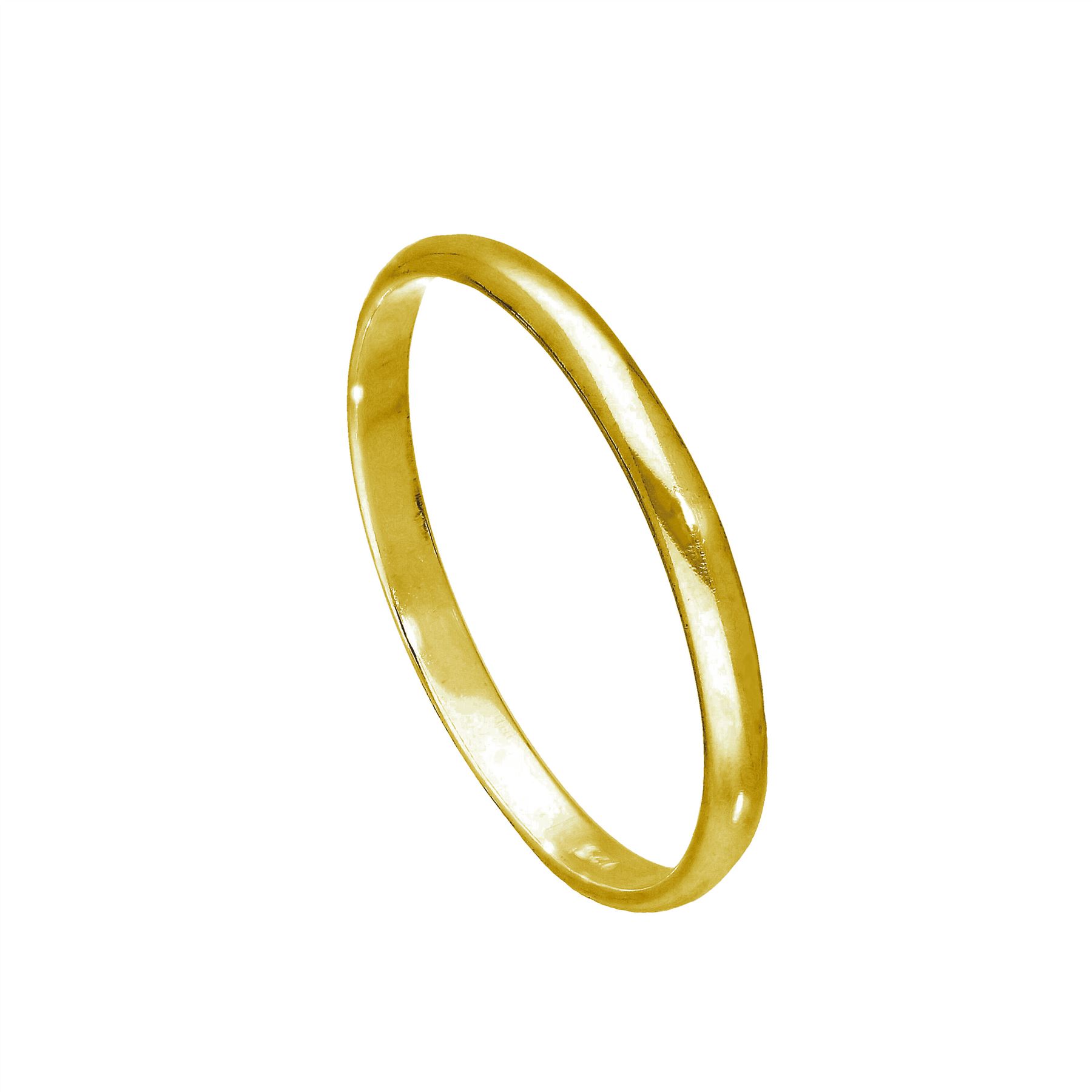 Gold Plated Sterling Silver 2mm D Shaped Wedding Band Ring E - W - Picture 54 of 62