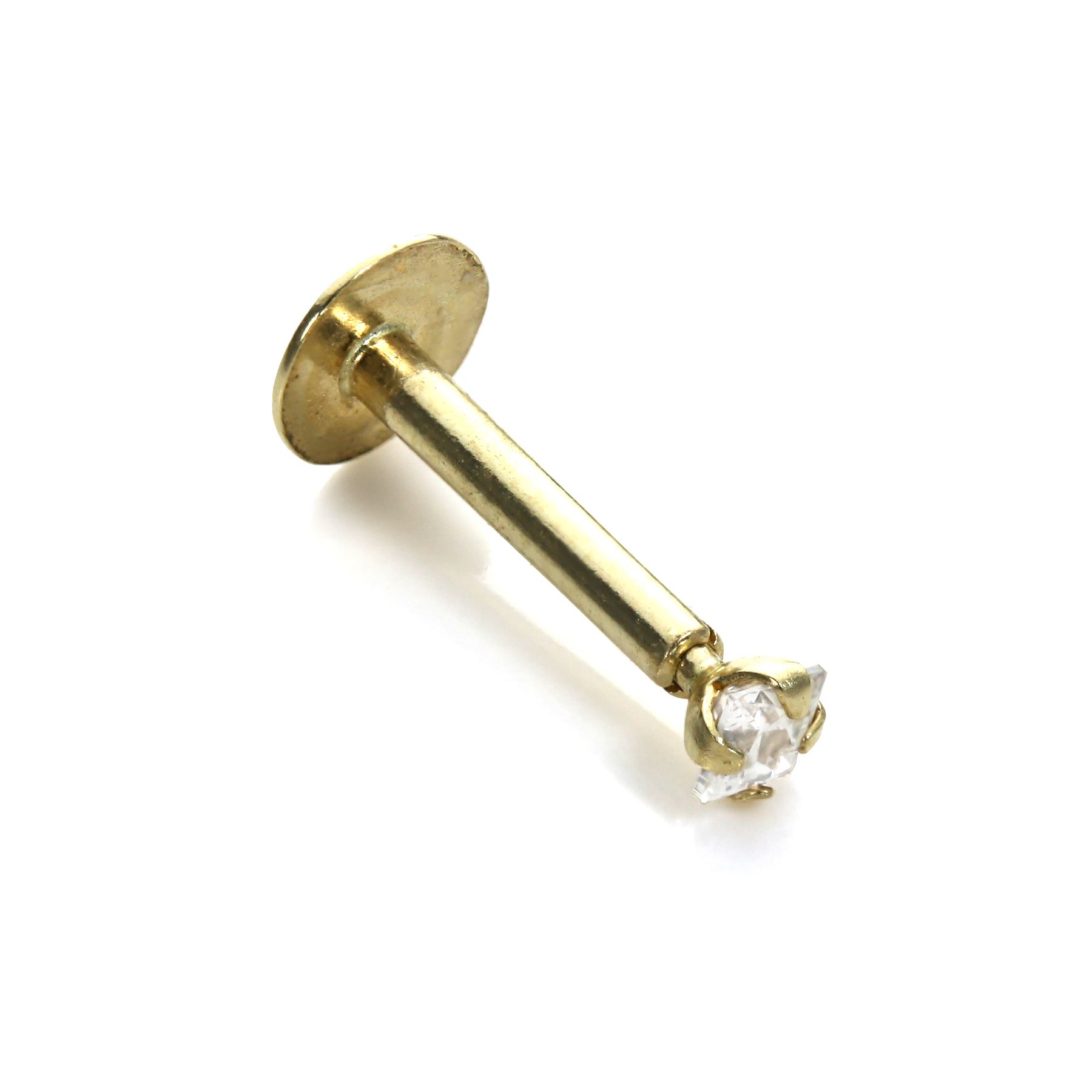 9ct Gold Labret Monroe with Square Crystal CZ Top