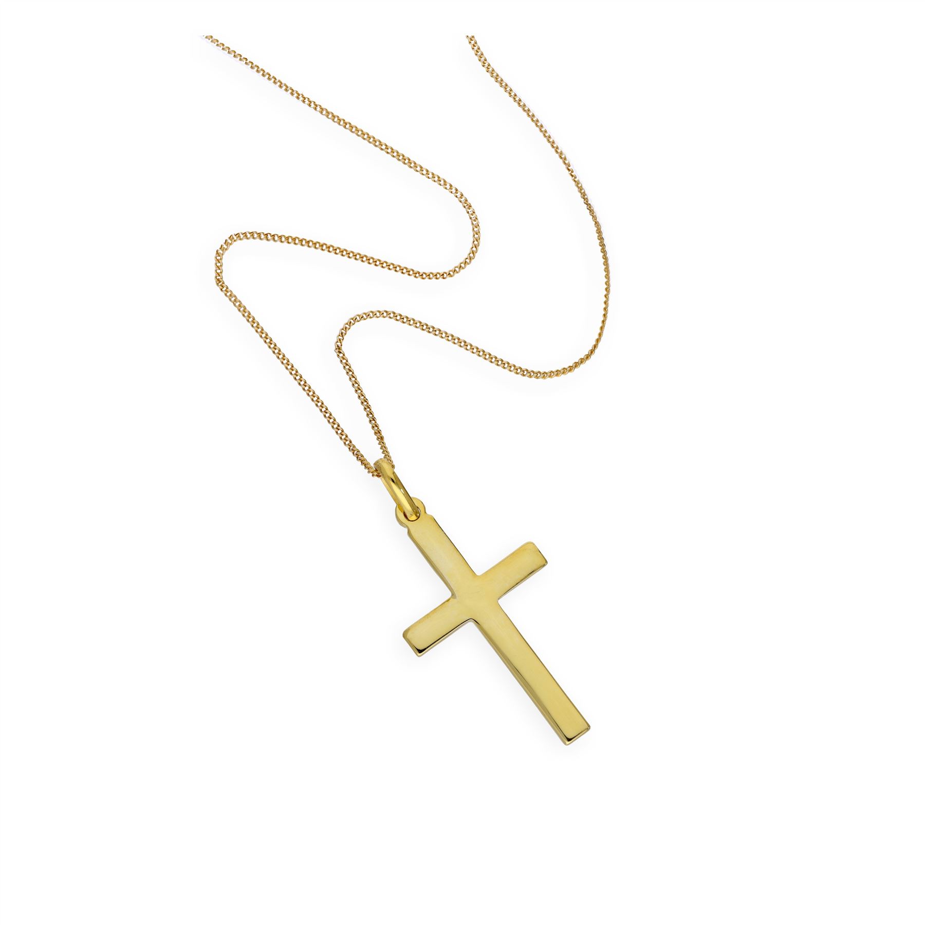 Collier et Large Pendentif Croix en Argent Plaqué Or Jaune - 41 à 81cm - Picture 21 of 24