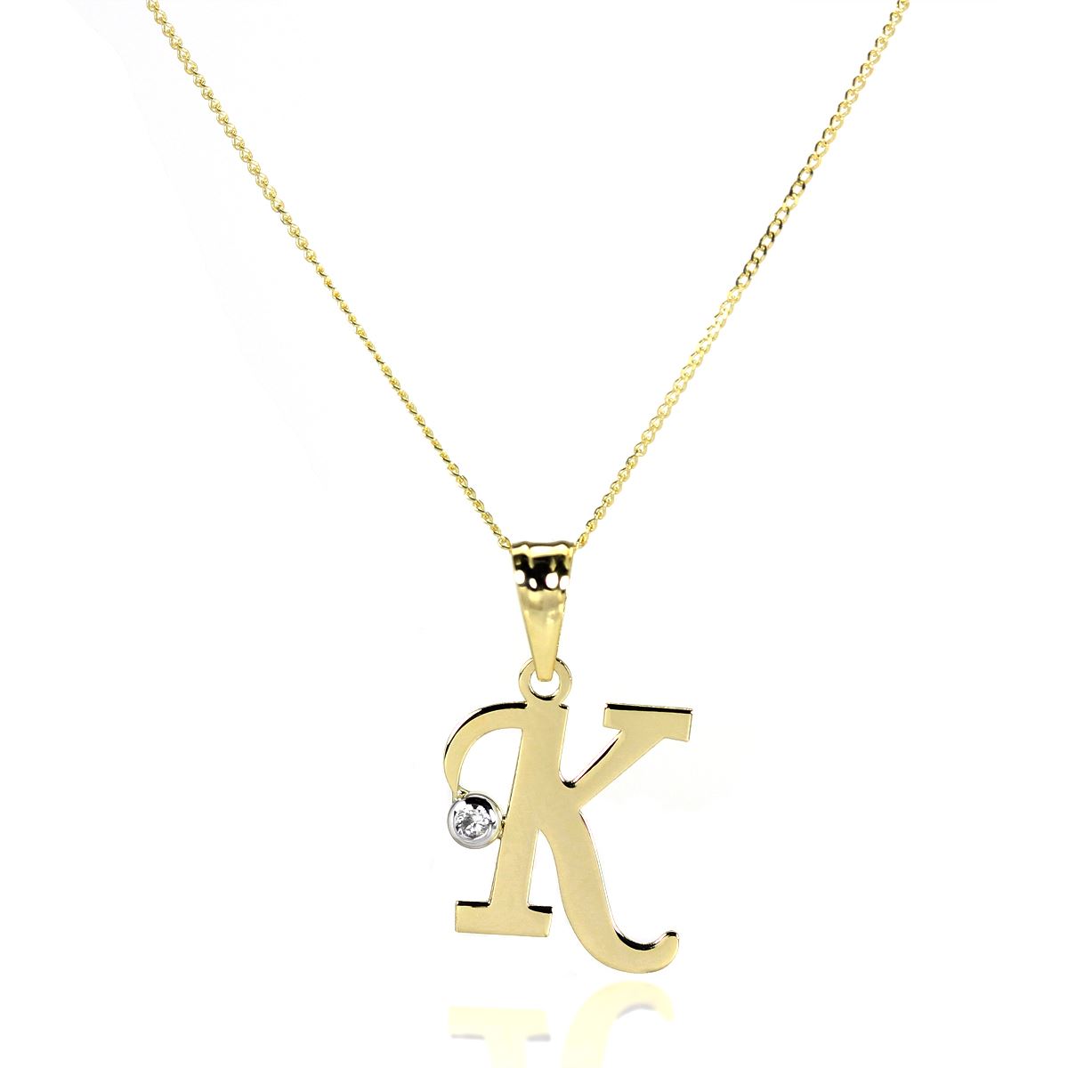 Light 9ct Gold Letter Alphabet A - Z Pendant w CZ Crystal / Initials / Necklaces - Picture 84 of 211