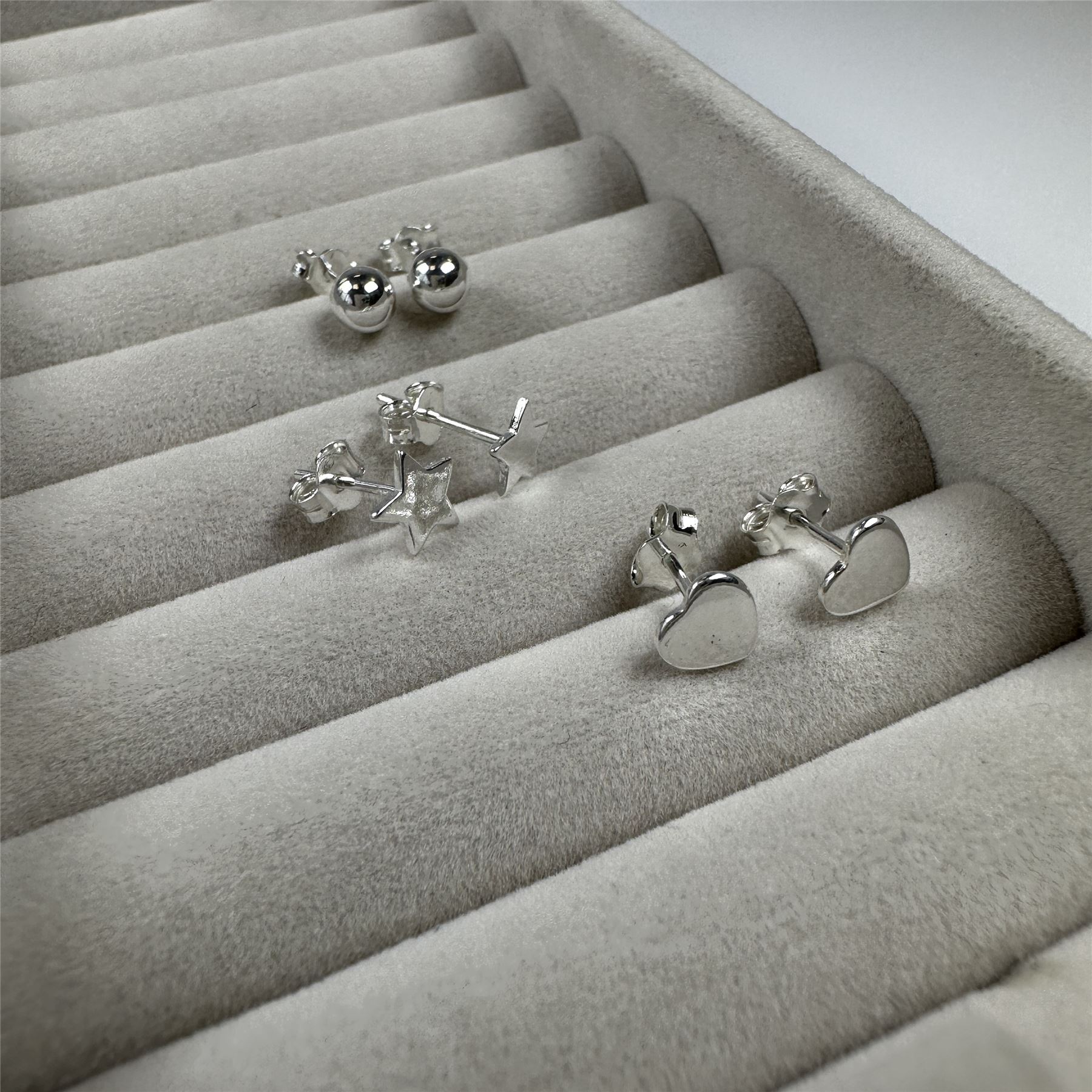 Sterling Silver Heart Star Ball Mixed Stud Earrings Set of 3