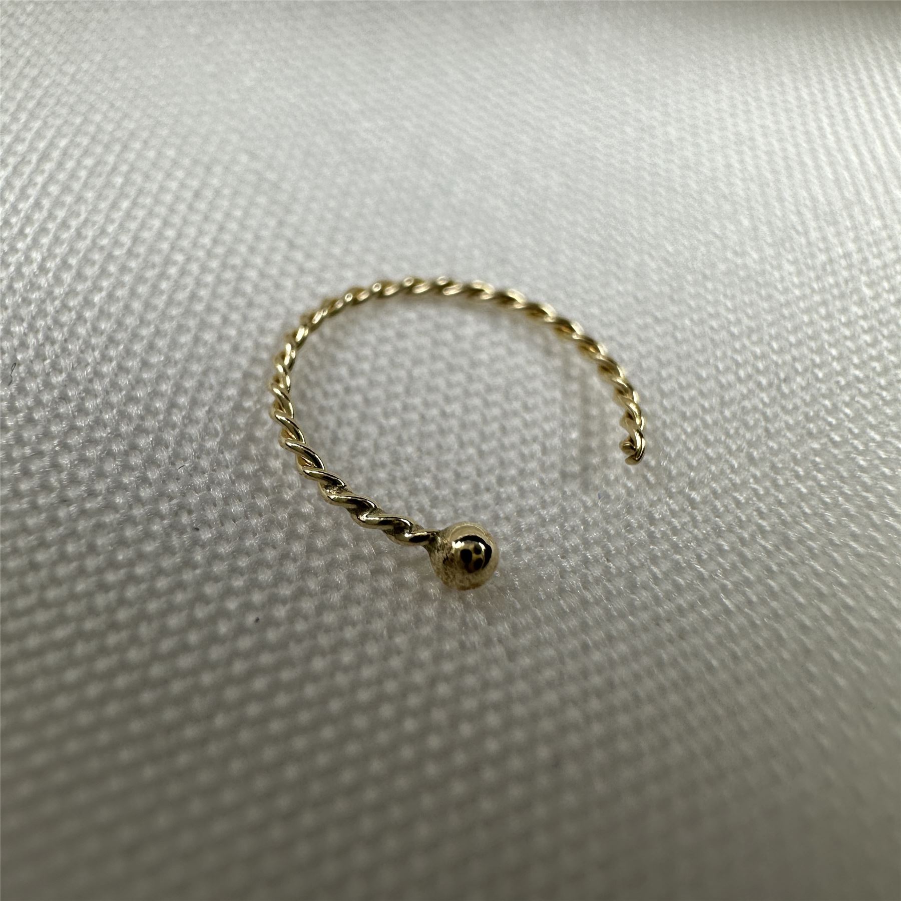 9ct Gold Twisted Open Hoop 8mm 22Ga Nose Ring