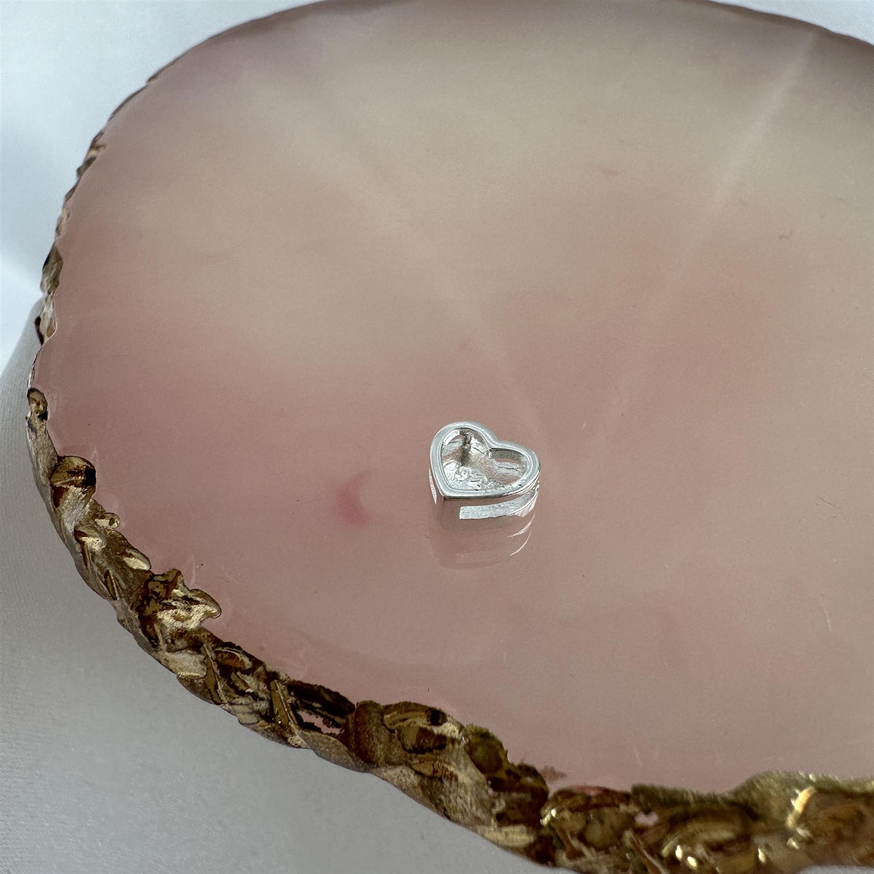 Sterling Silver & Blue Enamel Floating Heart Charm Valentines Hearts