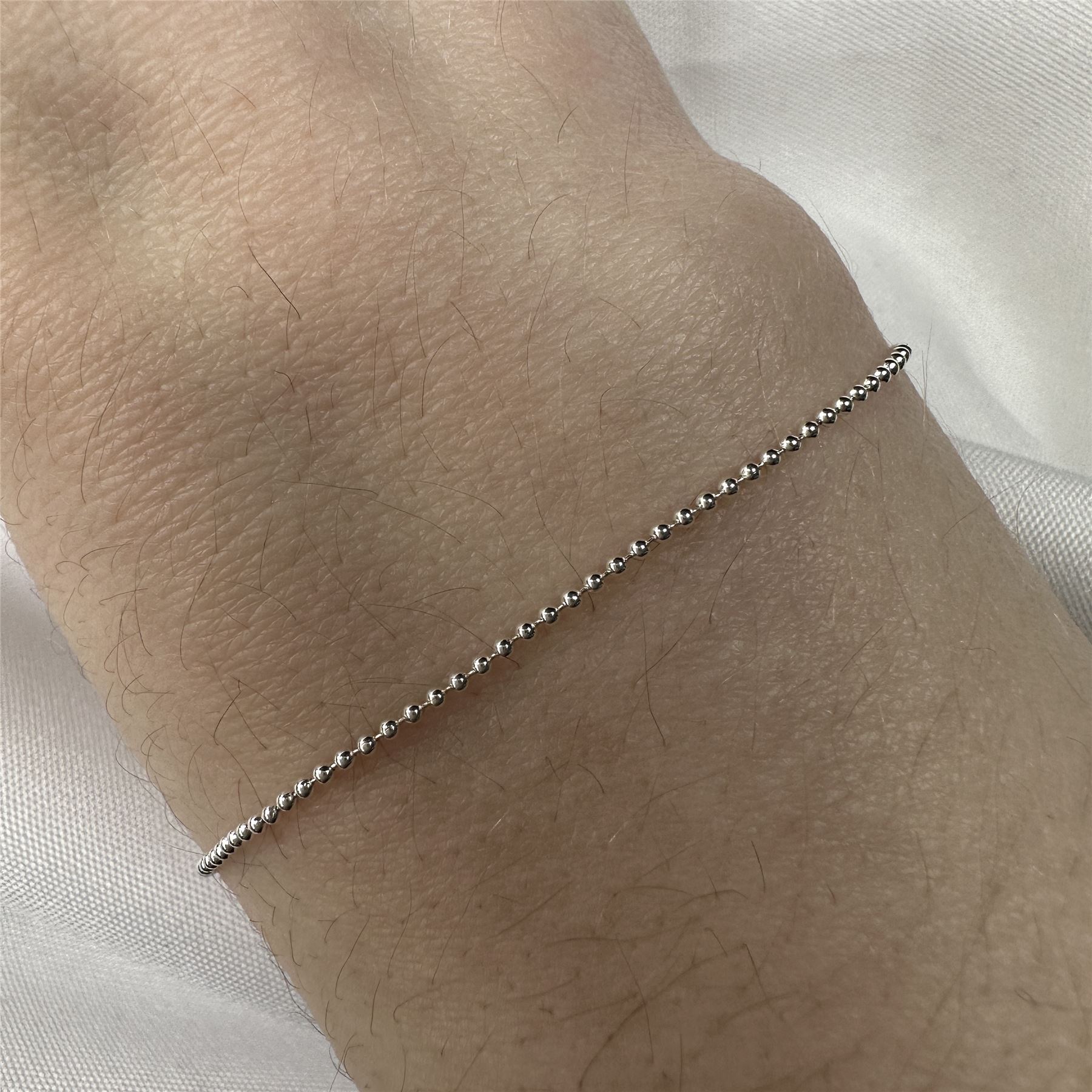 Sterling Silver Beaded Chain Slider Ball Clasp Adjustable Bracelet