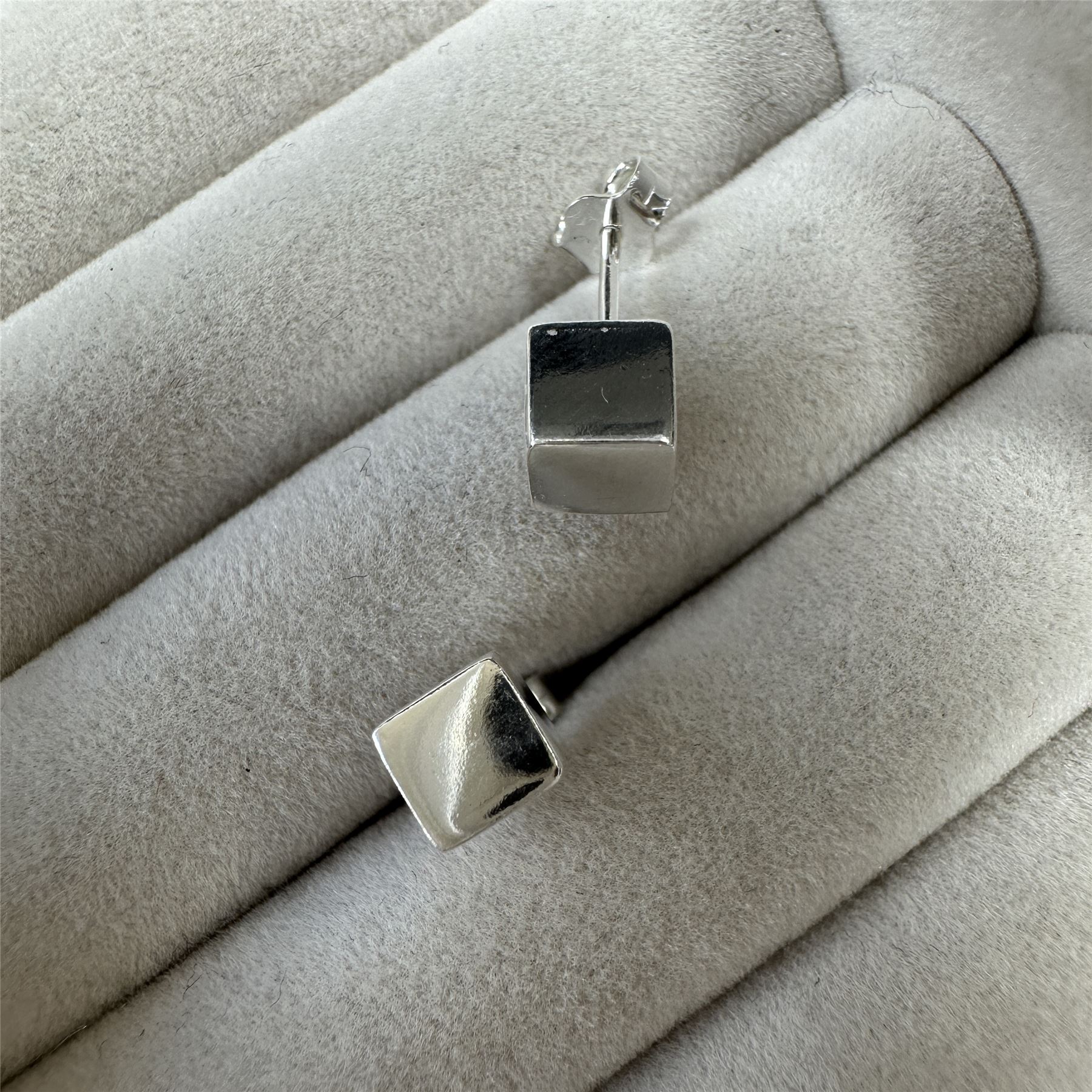 925 Real Sterling Silver 5mm Cube Stud Earrings Square Studs Plain Simple