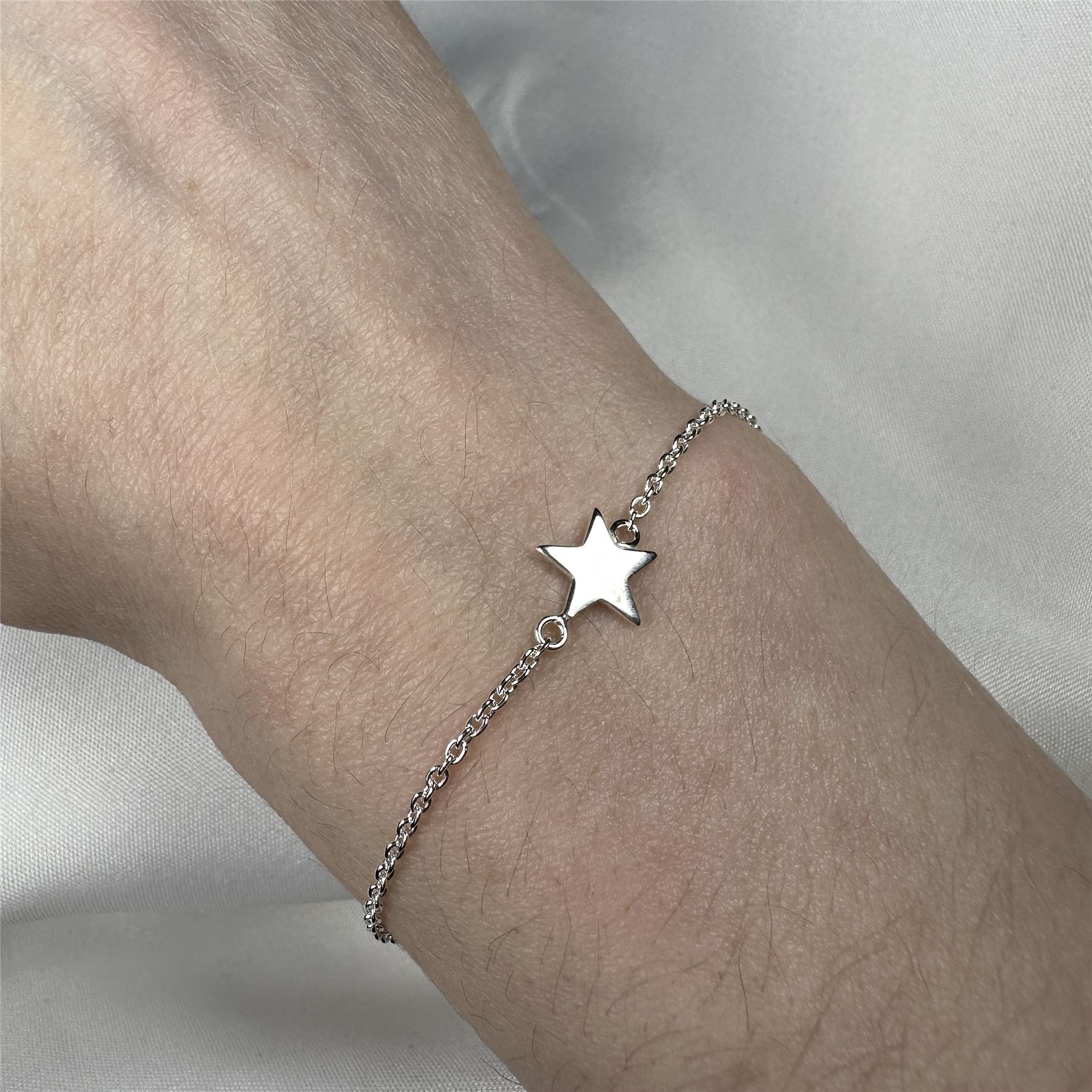 Fine 925 Sterling Silver Star Belcher Chain Bracelet 7 Inches Bracelets Christma