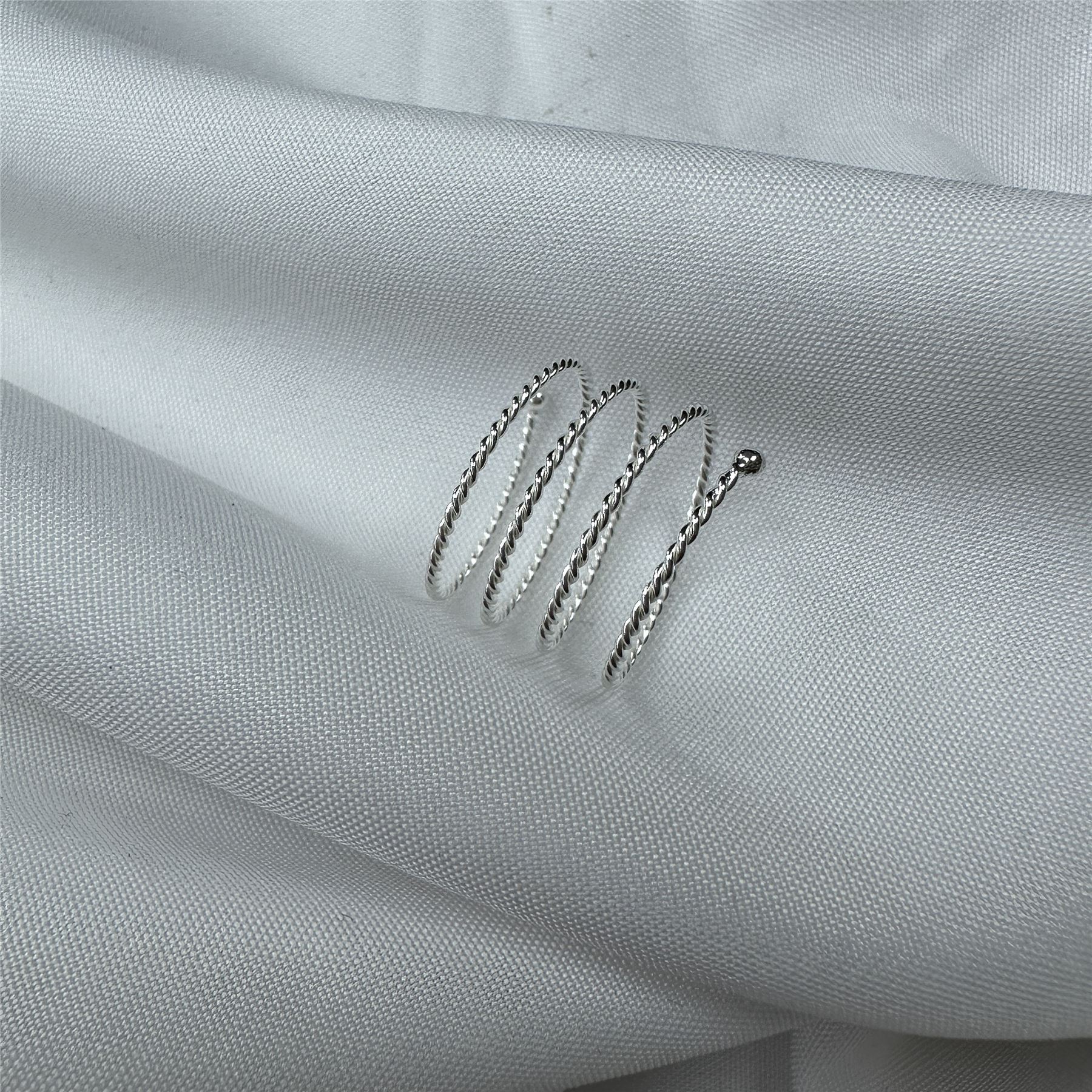 Sterling Silver Twisted Spiral Open Ring