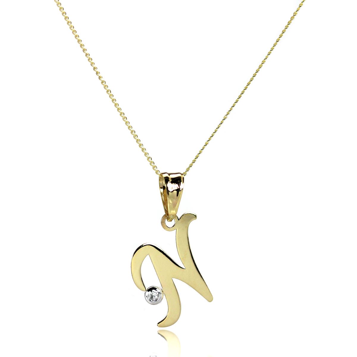 Light 9ct Gold Letter Alphabet A - Z Pendant w CZ Crystal / Initials / Necklaces - Picture 108 of 211