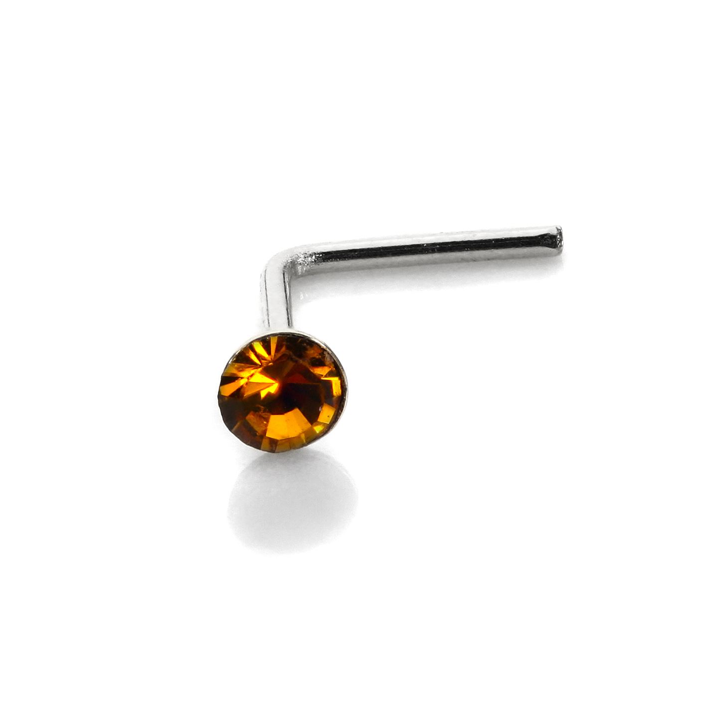 Sterling Silver 2.8mm Round CZ Crystal Nose Stud L Pin Studs Piercing - Picture 44 of 45
