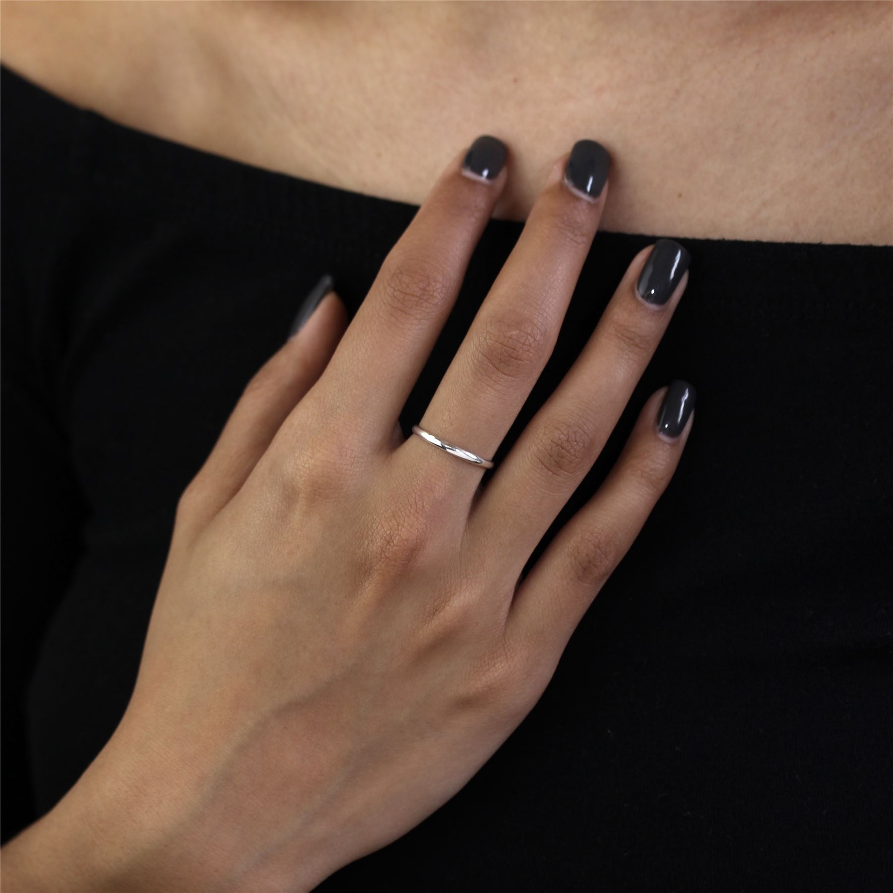 Sterling Silver 2mm D Shaped Wedding Band Ring Size E - W Plain Small - Picture 42 of 80