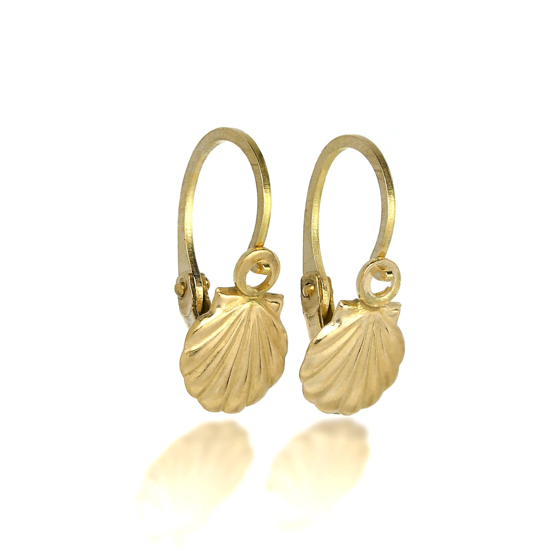 9ct Gold Sea Shell Leverback Earrings / Shells / Seashell / Leverbacks