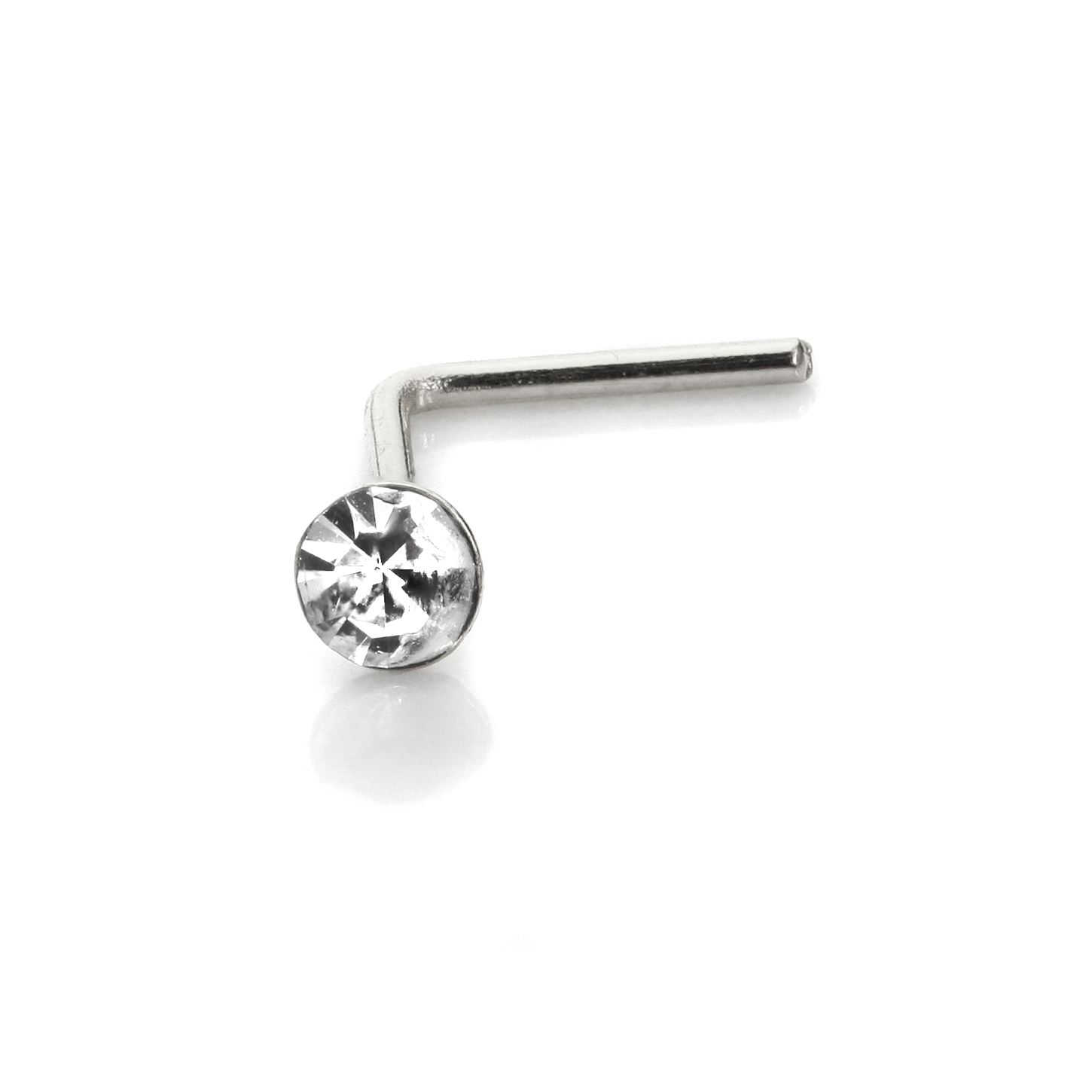 Sterling Silver 2.8mm Round CZ Crystal Nose Stud L Pin Studs Piercing - Picture 8 of 45