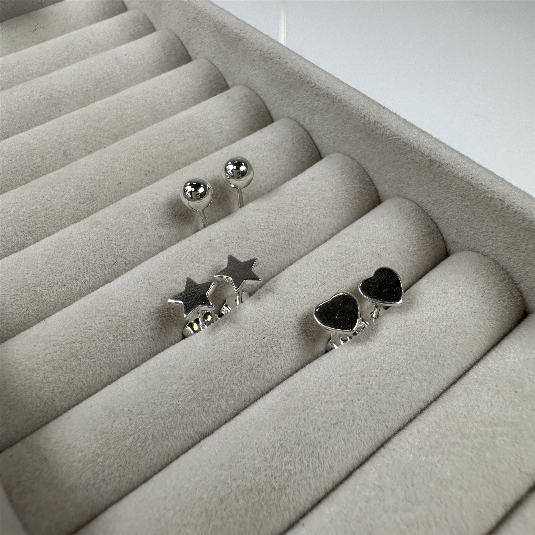 Sterling Silver Heart Star Ball Mixed Stud Earrings Set of 3