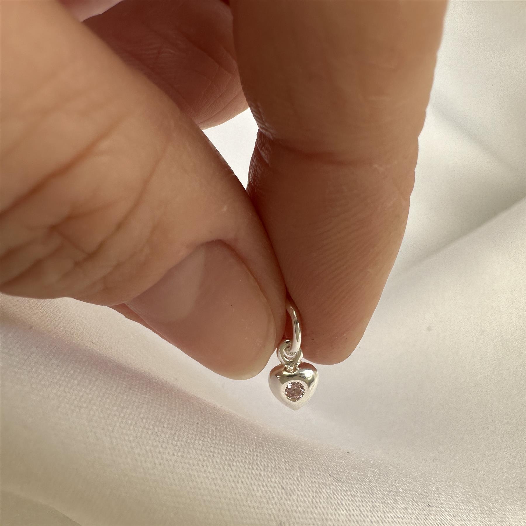Charm Coeur Oxyde de Zirconium de Naissance en Argent 925/1000 - Foto 87 di 110