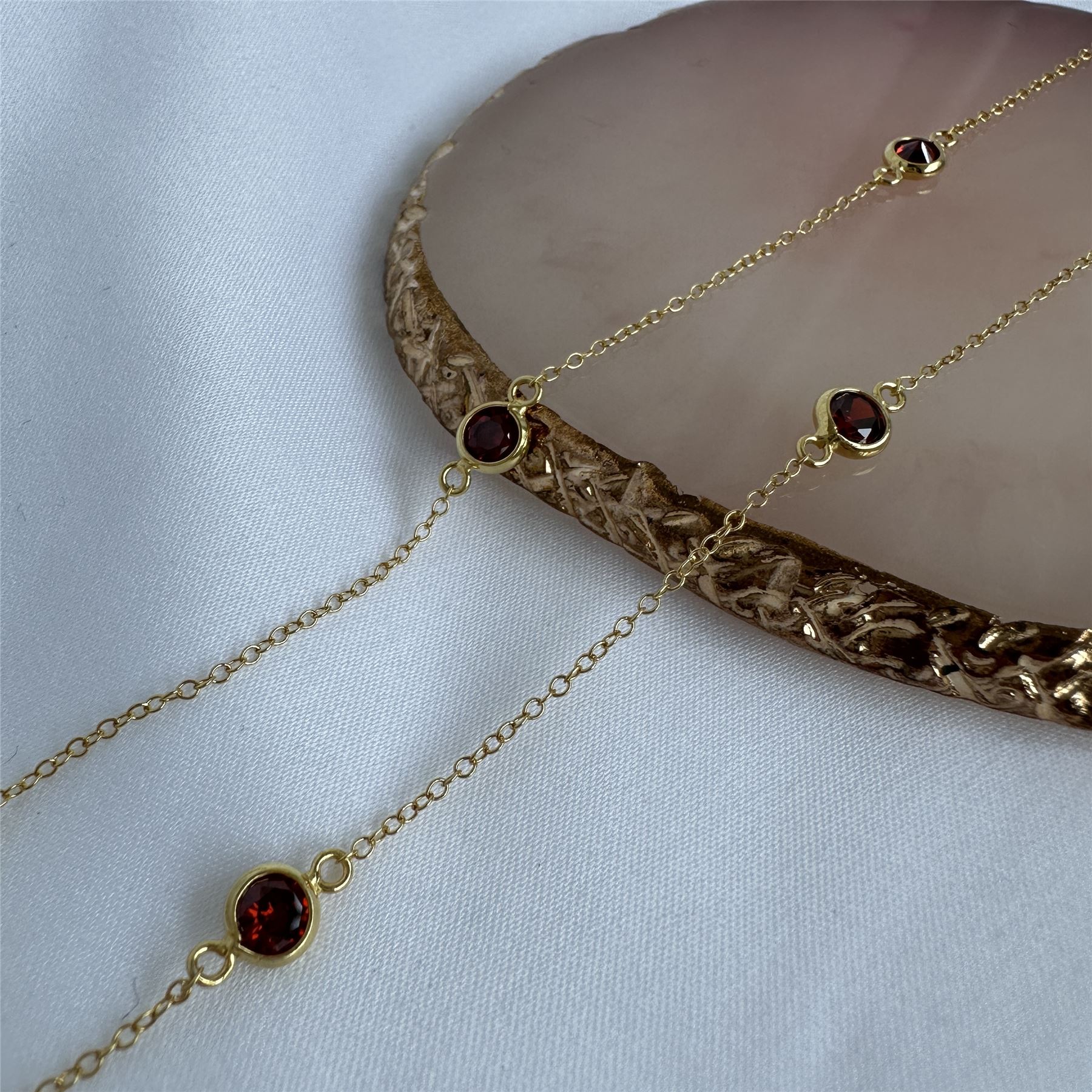 Gold Plated Sterling Silver Garnet CZ Birthstone Necklace