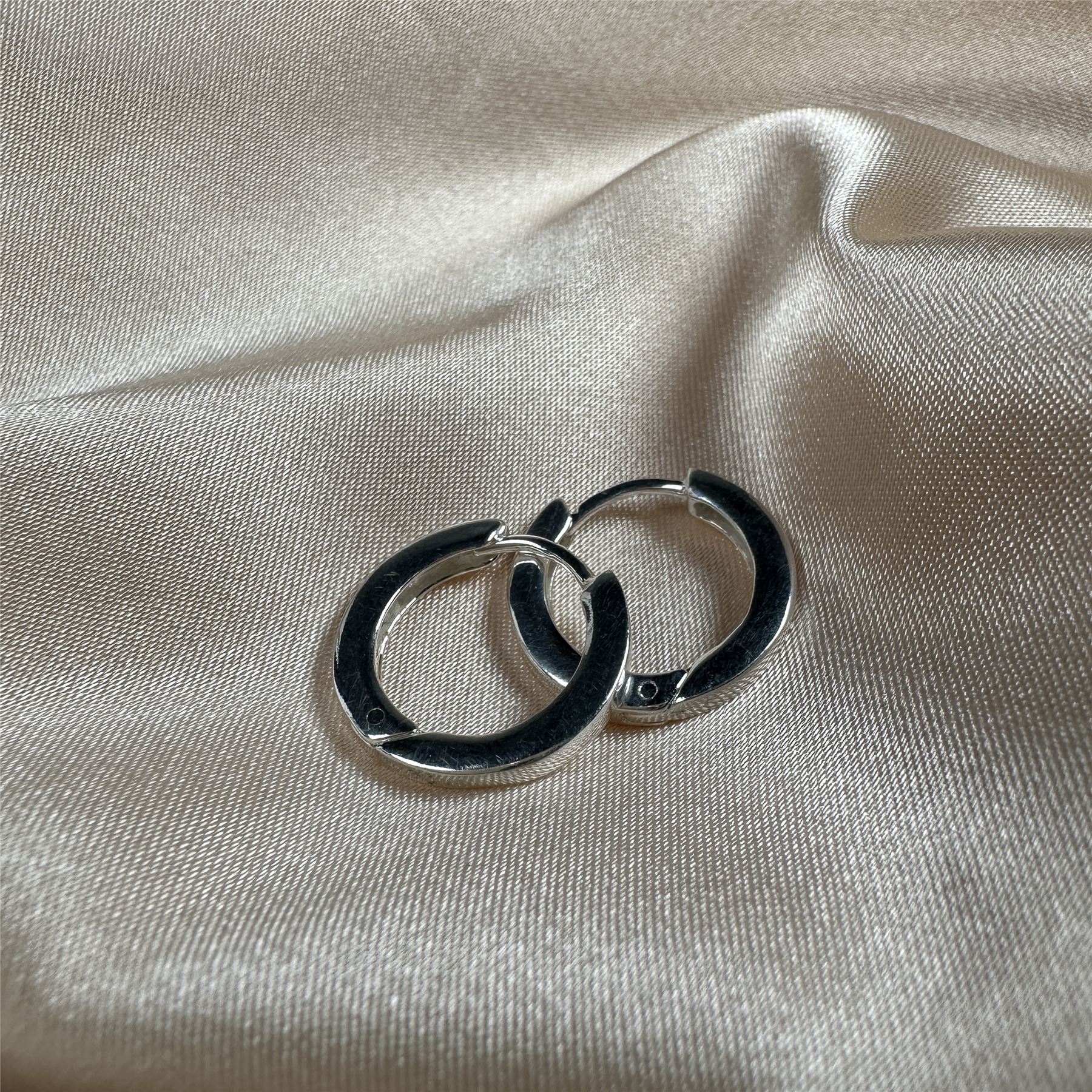 Sterling Silver 16mm Heavy Hinged Sleeper Creole Hoop Earrings