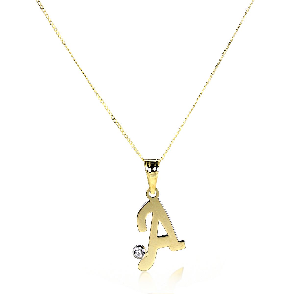 Light 9ct Gold Letter Alphabet A - Z Pendant w CZ Crystal / Initials / Necklaces - Picture 7 of 211