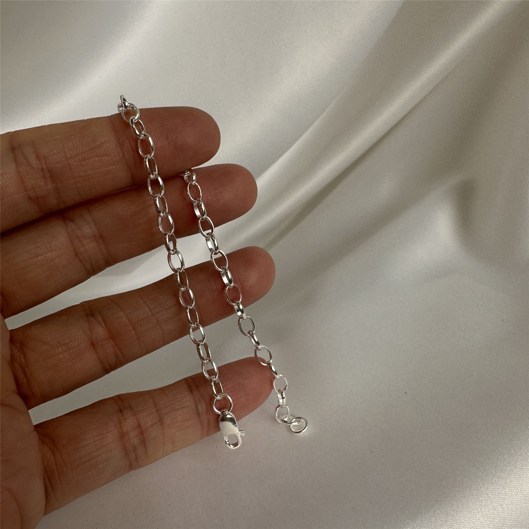 Sterling Silber leichte Rolo Kette Bettelarmband - Bild 11 von 30