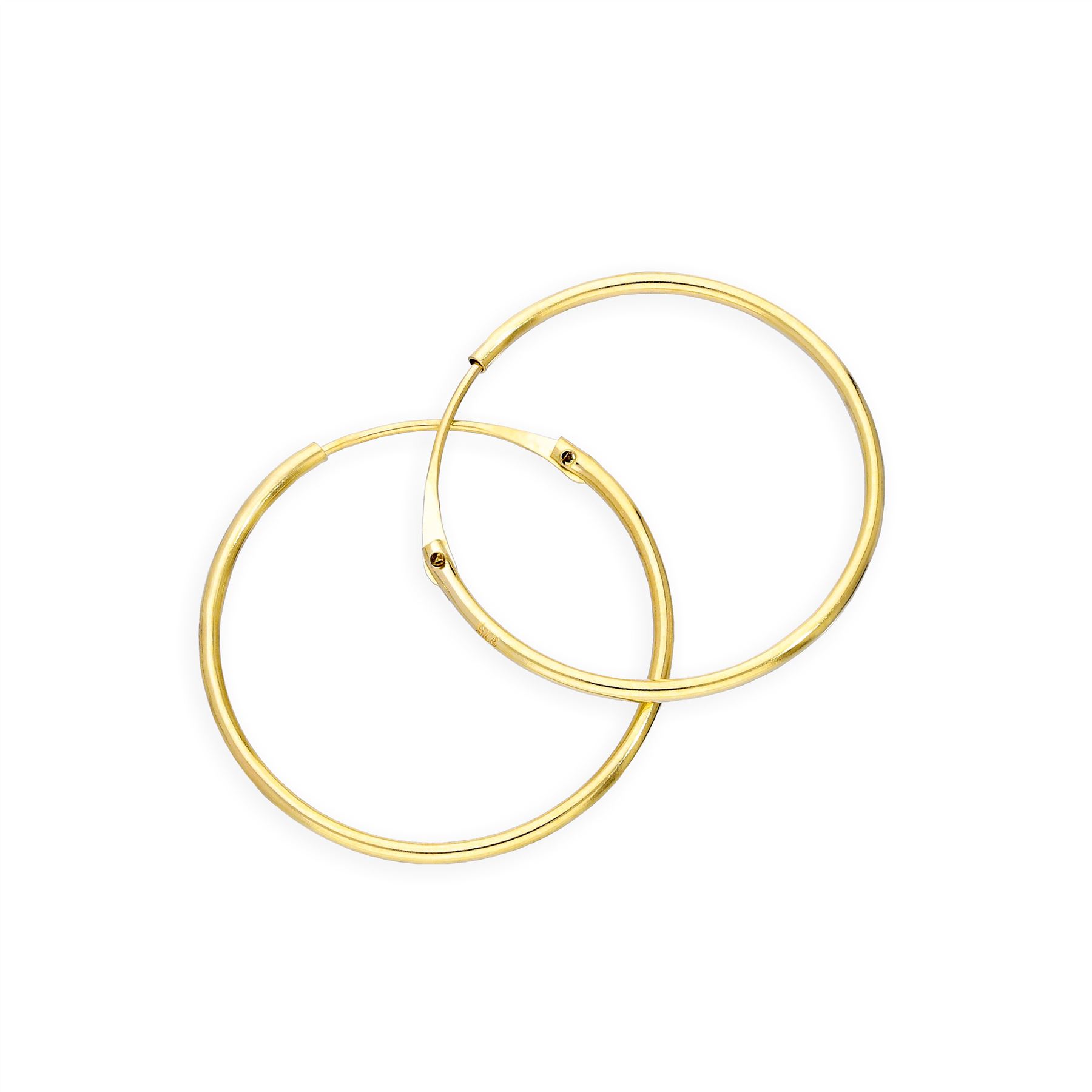 9ct Gold 0.8mm Tube Hoop Earrings 8mm - 20mm - Picture 14 of 17
