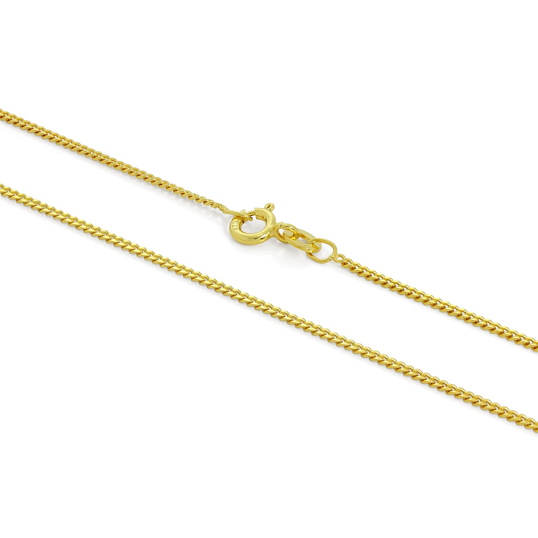 Chaîne Mailles Gourmette 1mm en Argent Plaqué Or Jaune 9 Carats - 41 à 61cm - Picture 5 of 15