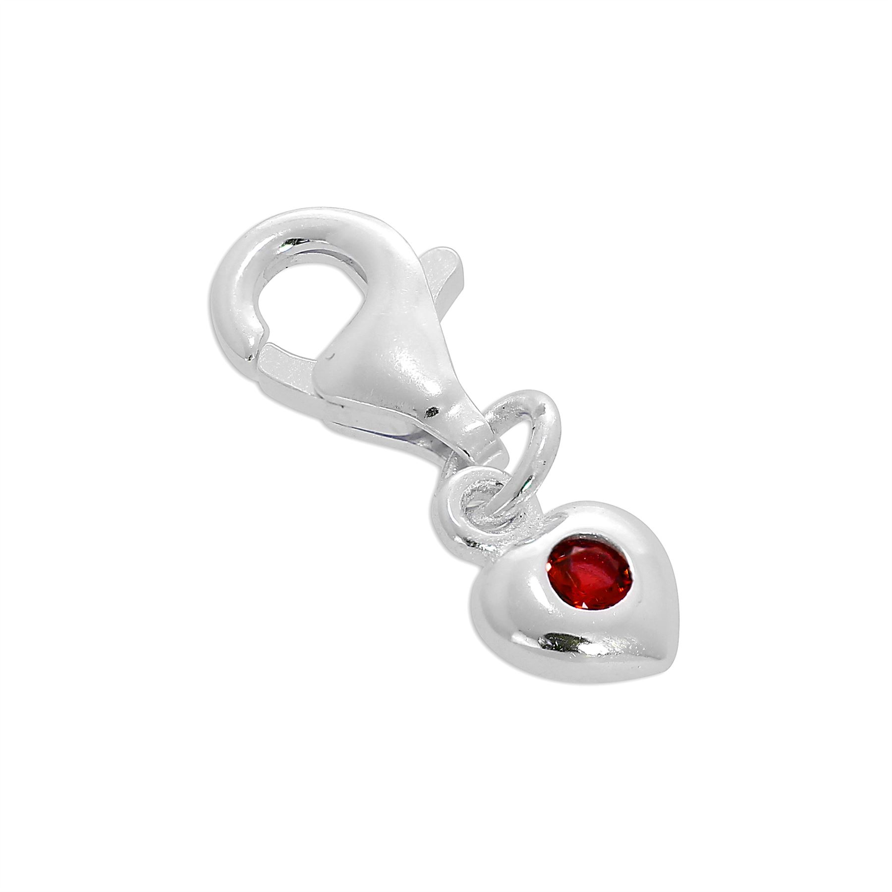Sterling Silver & CZ Crystal Birthstone Heart Clip-On Charm Birthday Love - Picture 25 of 39