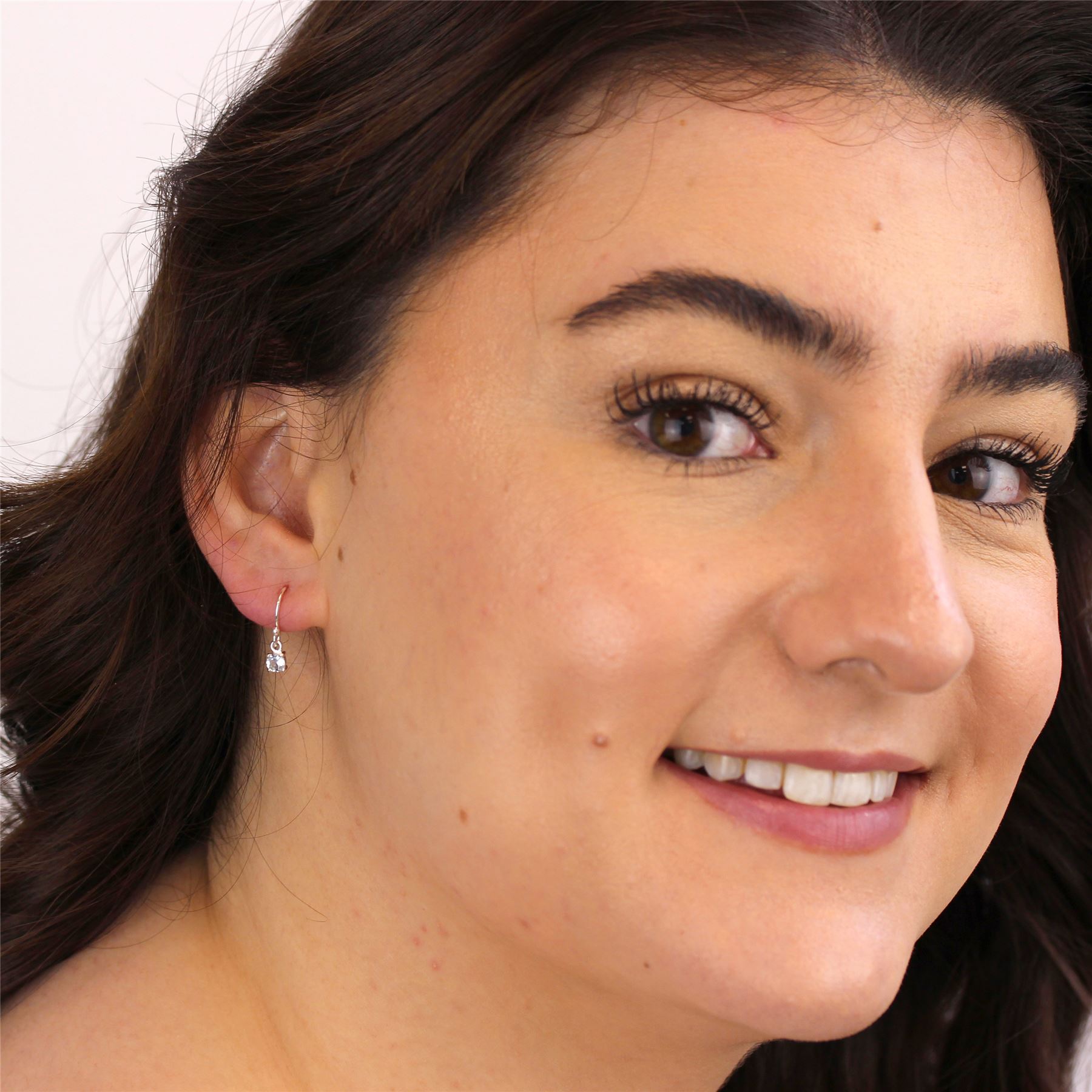 Sterling Silver Aquamarine CZ March Birthstone Dangle Earrings