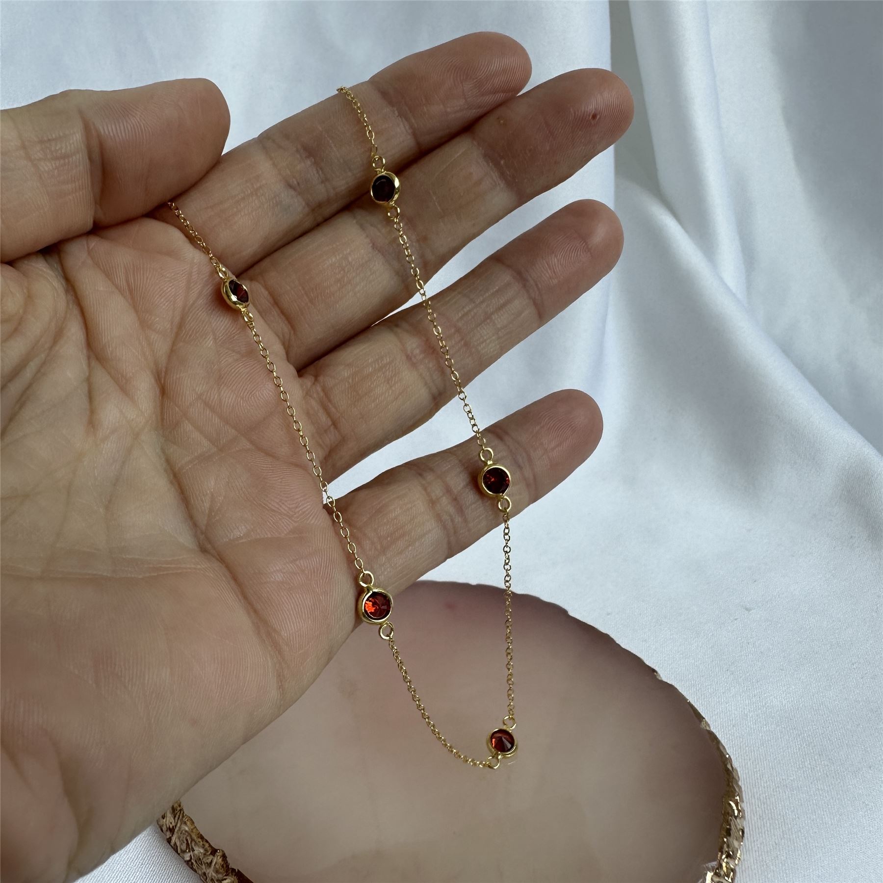 Gold Plated Sterling Silver Garnet CZ Birthstone Necklace