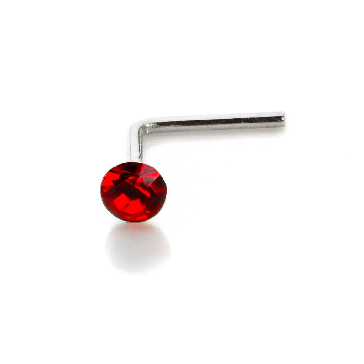 Sterling Silver 2.8mm Round CZ Crystal Nose Stud L Pin Studs Piercing - Picture 28 of 45