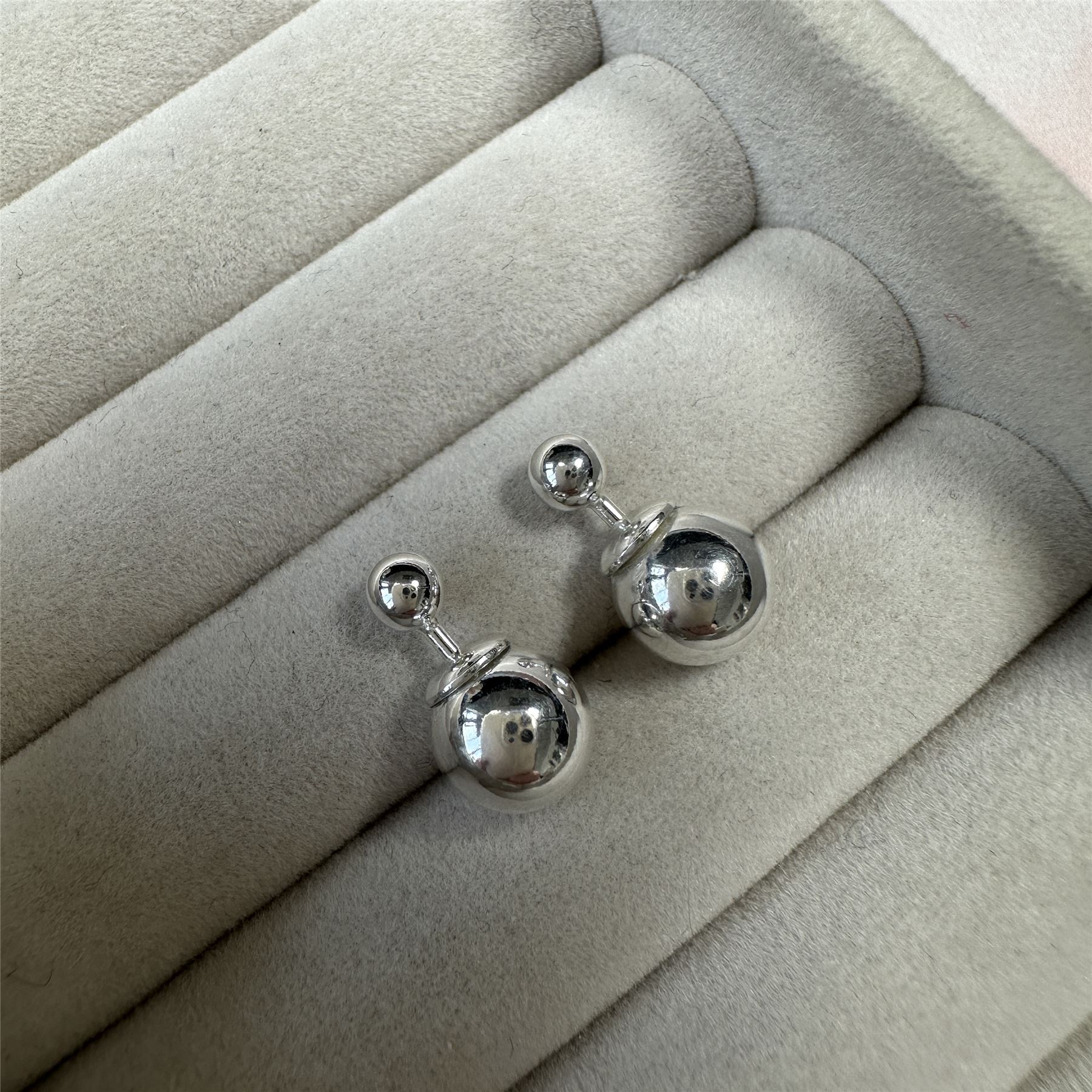 Sterling Silver Double Sided 4mm Ball Stud Earrings Heavy Studs