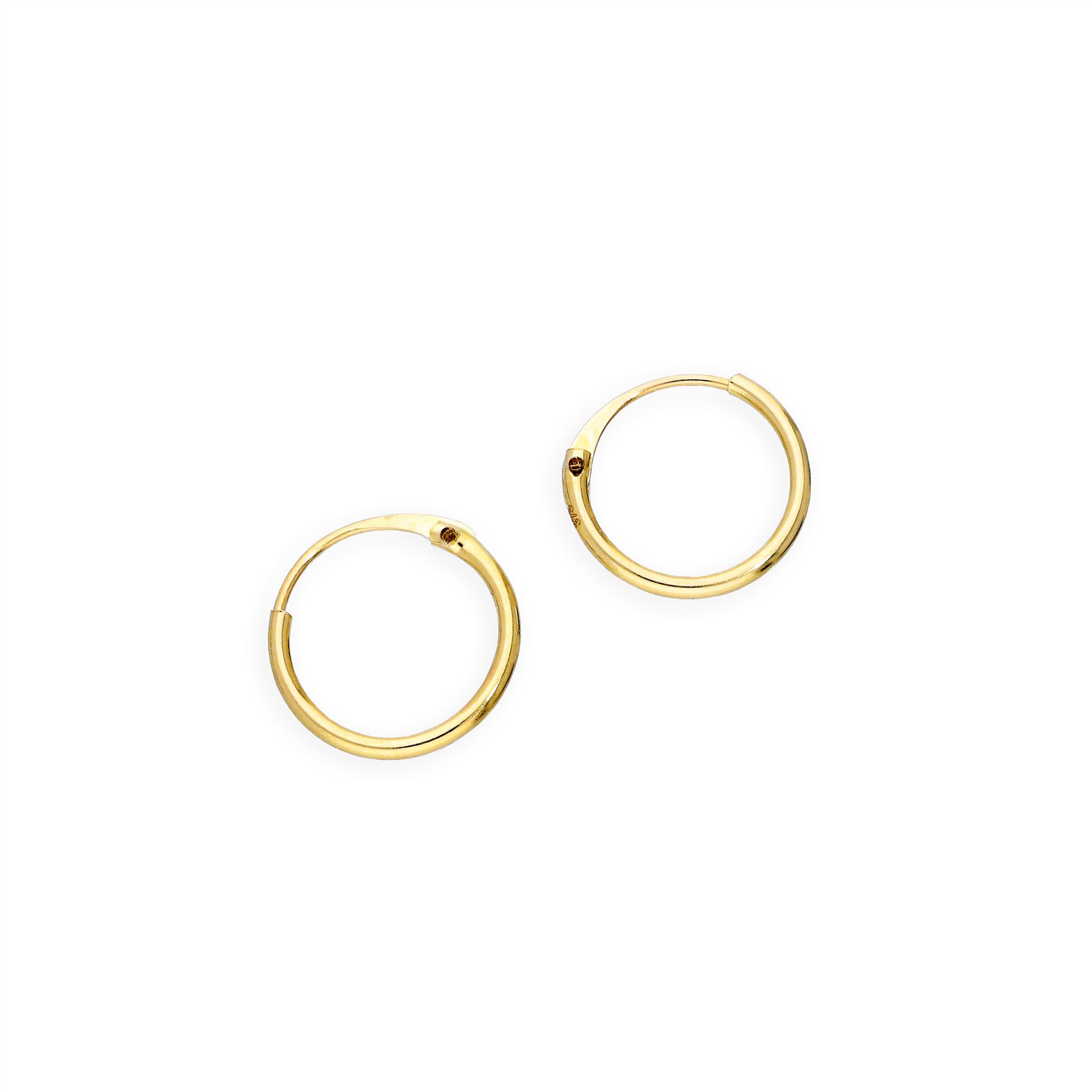 9ct Gold 0.8mm Tube Hoop Earrings 8mm - 20mm - Picture 2 of 17