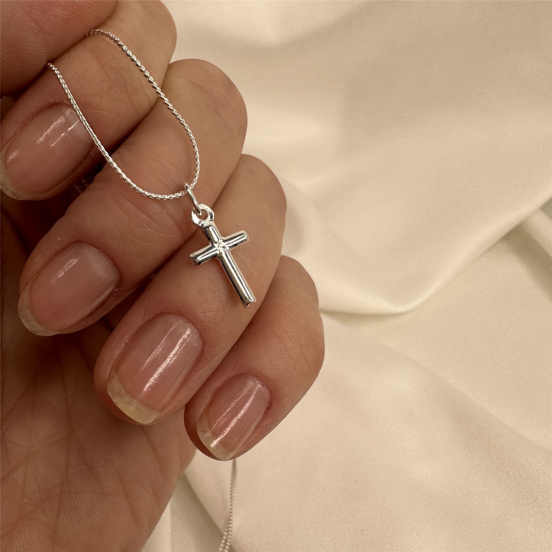 Small Plain Real 925 Sterling Silver Cross Necklace 16 18 20 22 Inches - Picture 32 of 72