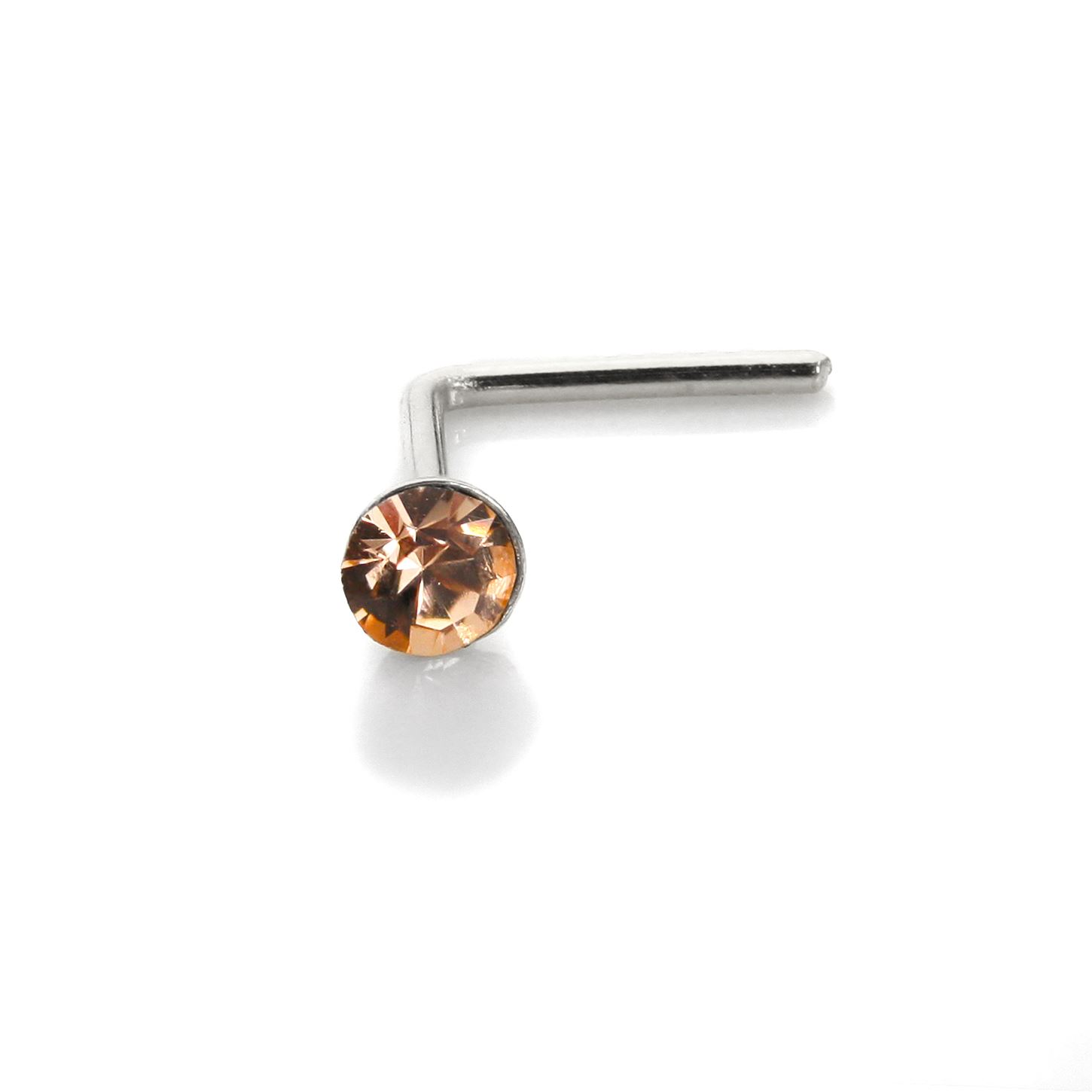 Sterling Silver 2.8mm Round CZ Crystal Nose Stud L Pin Studs Piercing - Picture 22 of 45