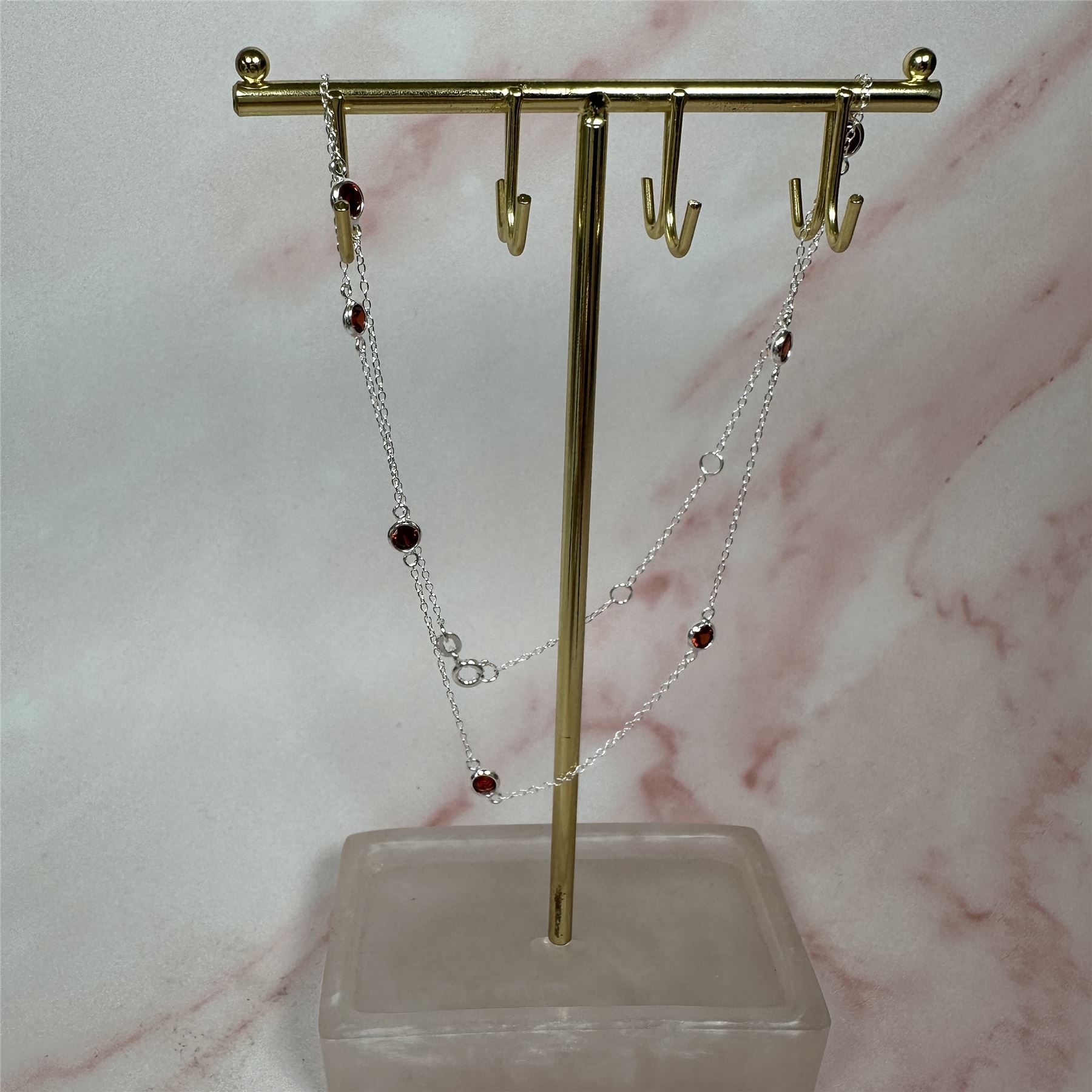 Sterling Silver Multi Garnet CZ January Birthstone Necklace