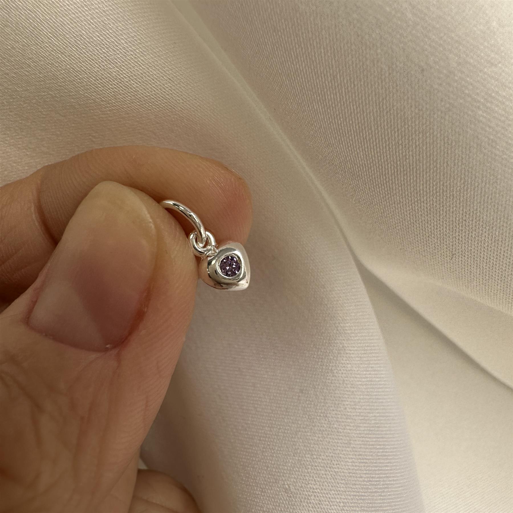 Charm Coeur Oxyde de Zirconium de Naissance en Argent 925/1000 - Foto 17 di 110