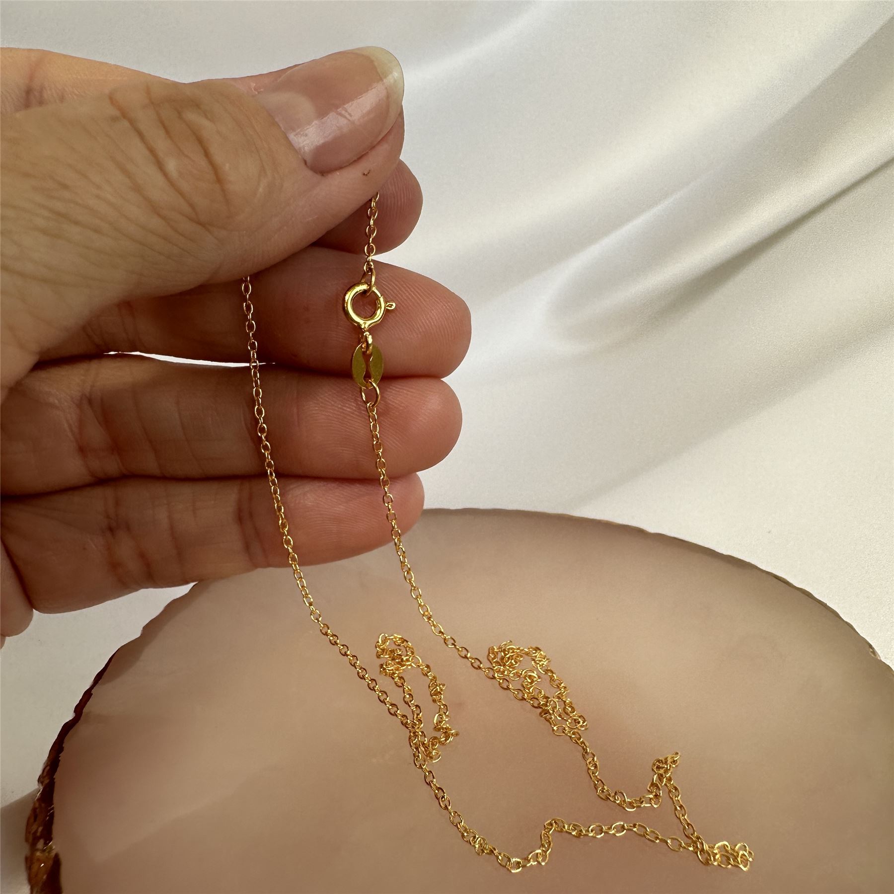 Gold Plated Sterling Silver Fine Trace Chain 16 18 20 22 24 28 32 