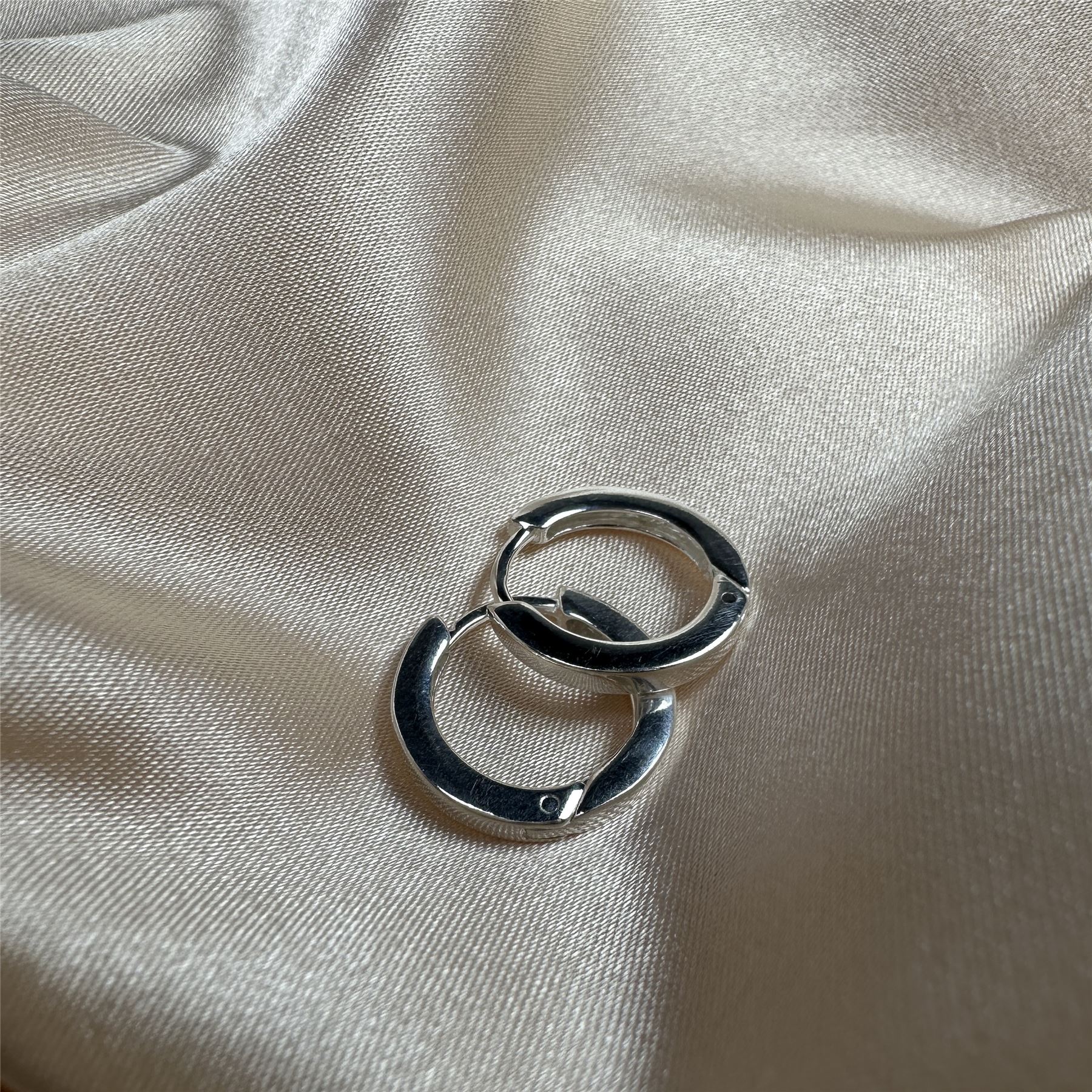 Sterling Silver 16mm Heavy Hinged Sleeper Creole Hoop Earrings