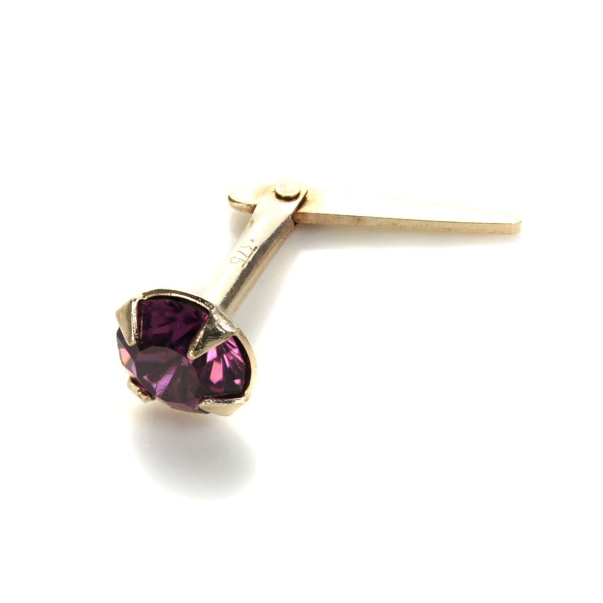 9ct Yellow Gold Andralok 3.5mm Crystal Nose Stud Pin | 10 Colours of Studs - Picture 2 of 29
