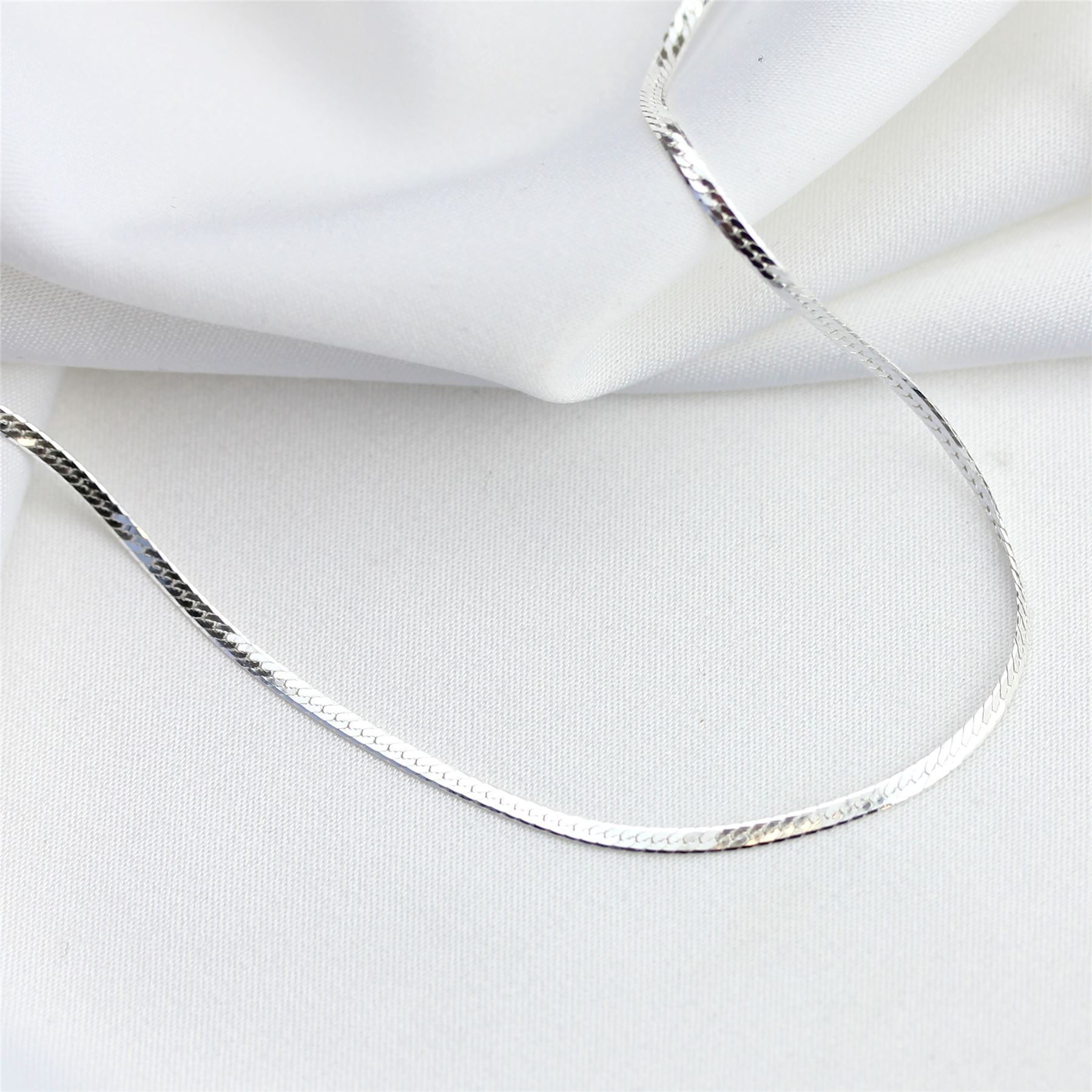 Sterling Silver Flat Snake Chain Necklace 18 Inches